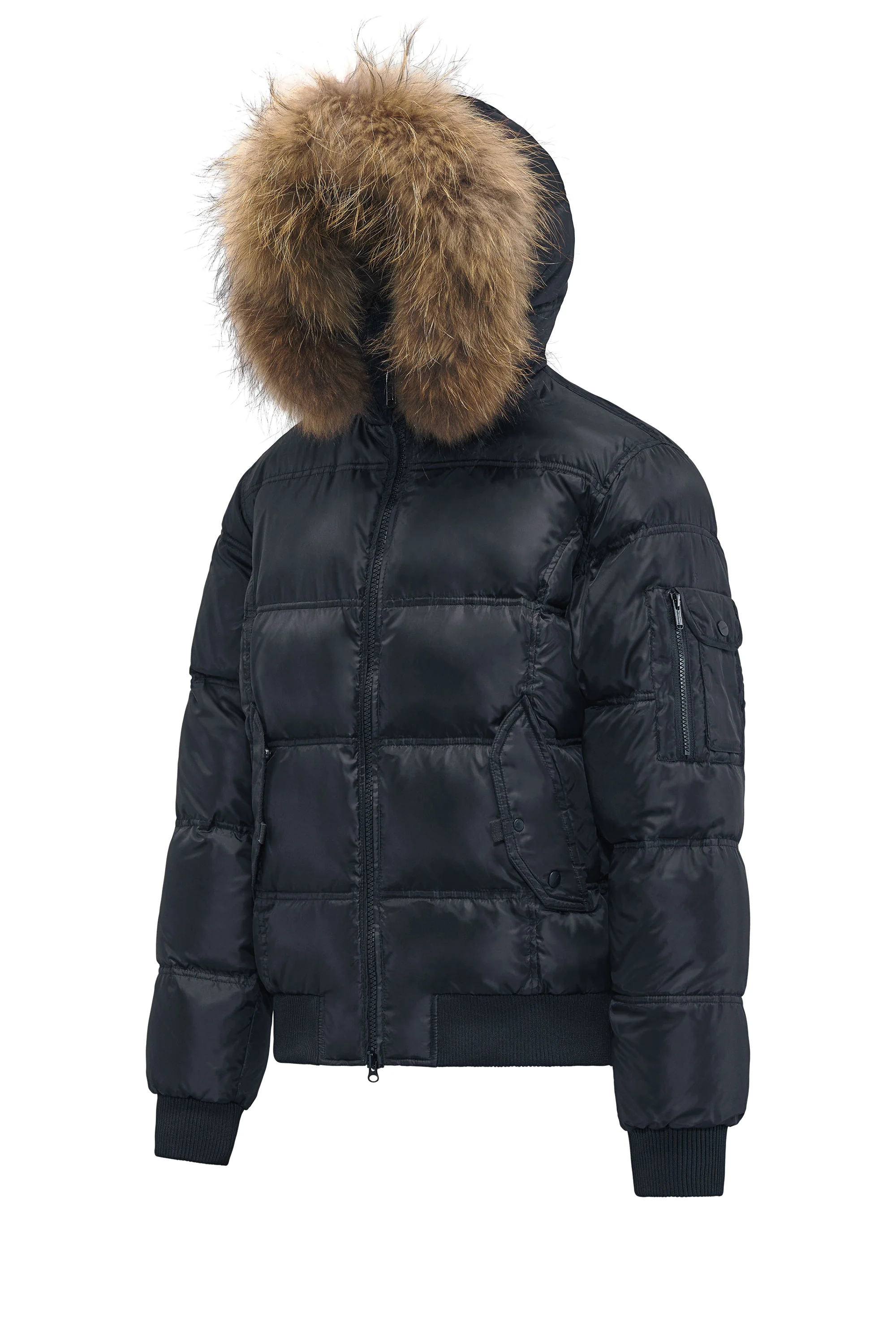 Bomber da Uomo Imbottito in Piuma con Bordo in Pelliccia - Image 10