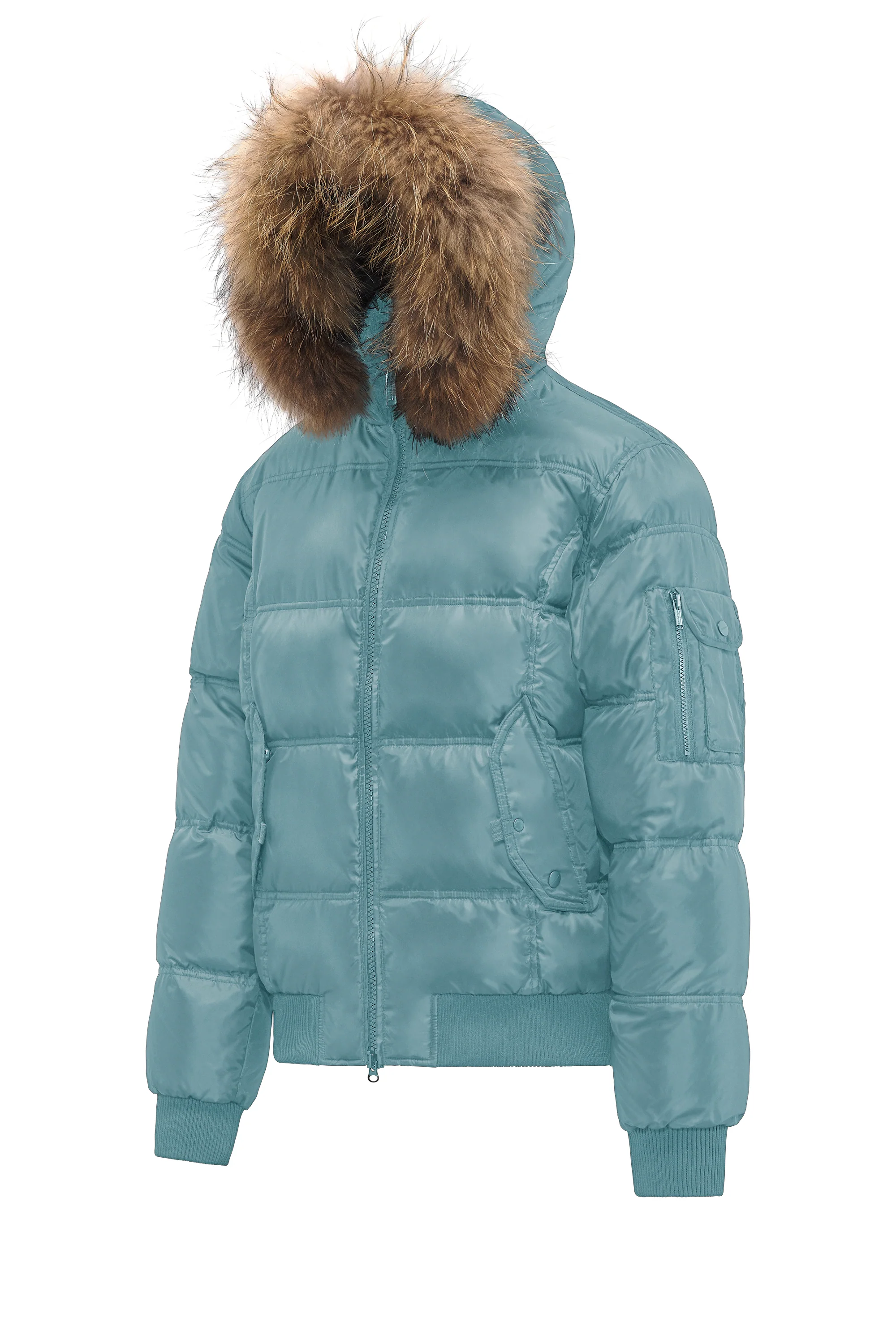 Bomber Imbottito in Piuma con Bordo in Pelliccia Folta - Image 10