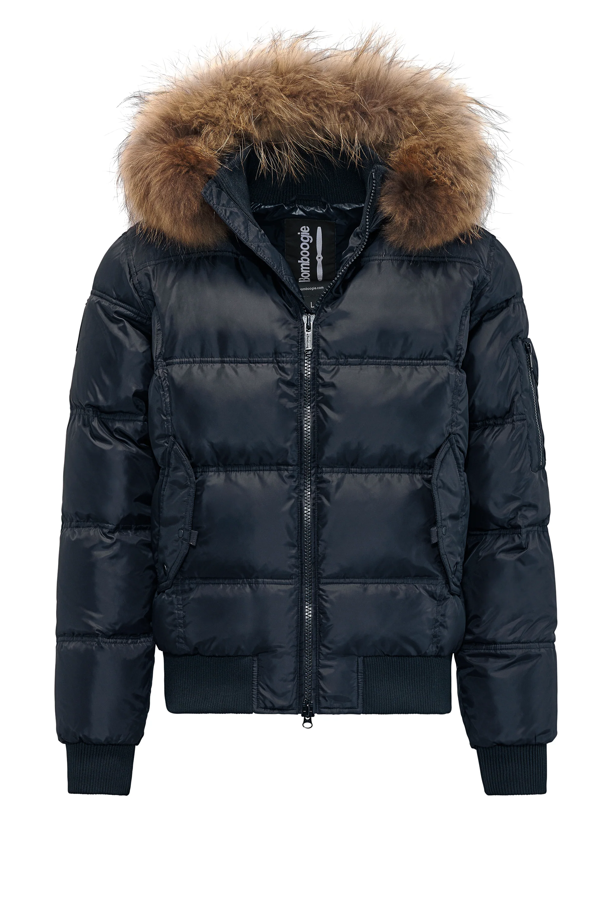 Bomber Imbottito in Piuma con Bordo in Pelliccia Folta - Image 13