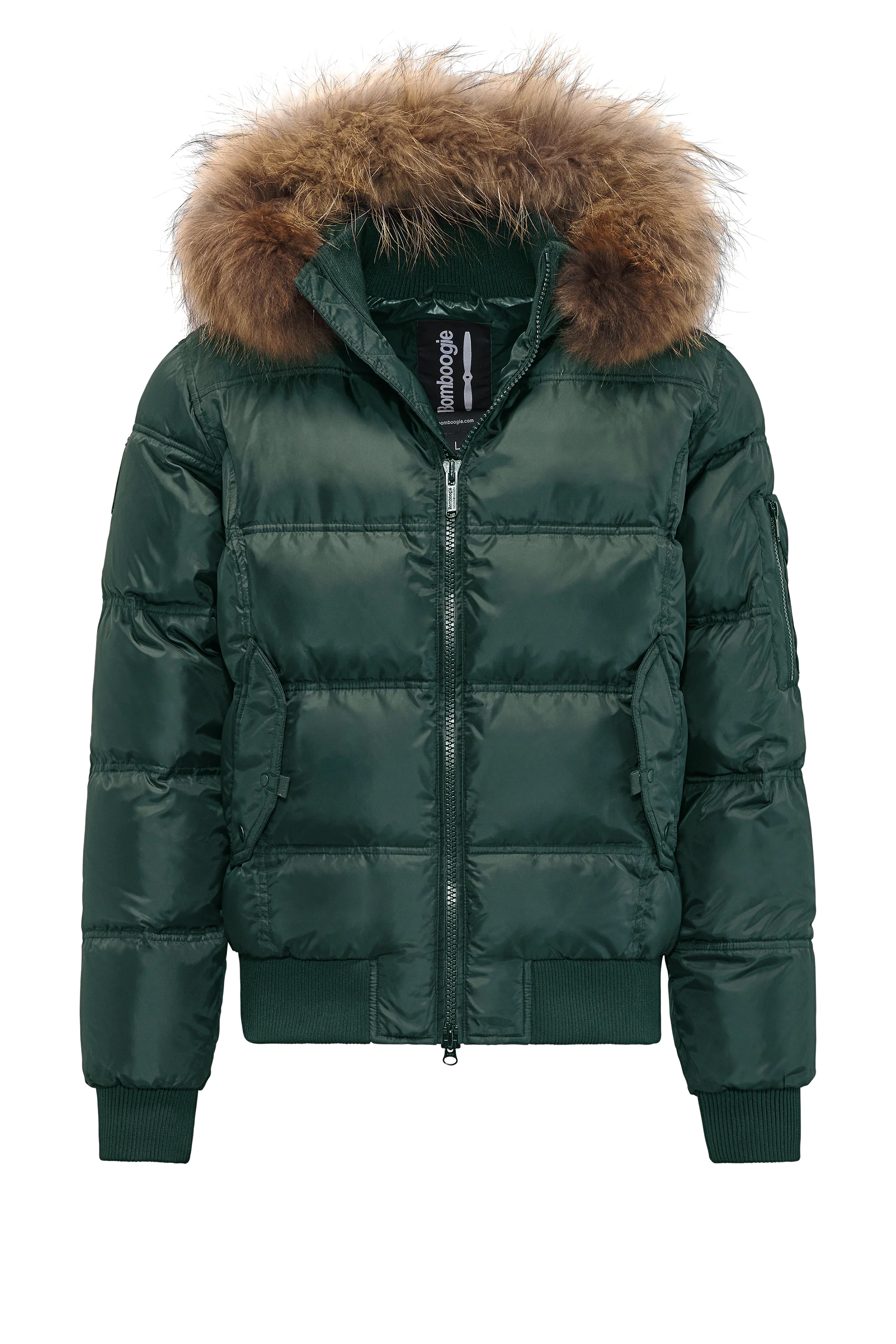 Bomber Imbottito in Piuma con Bordo in Pelliccia Folta - Image 17
