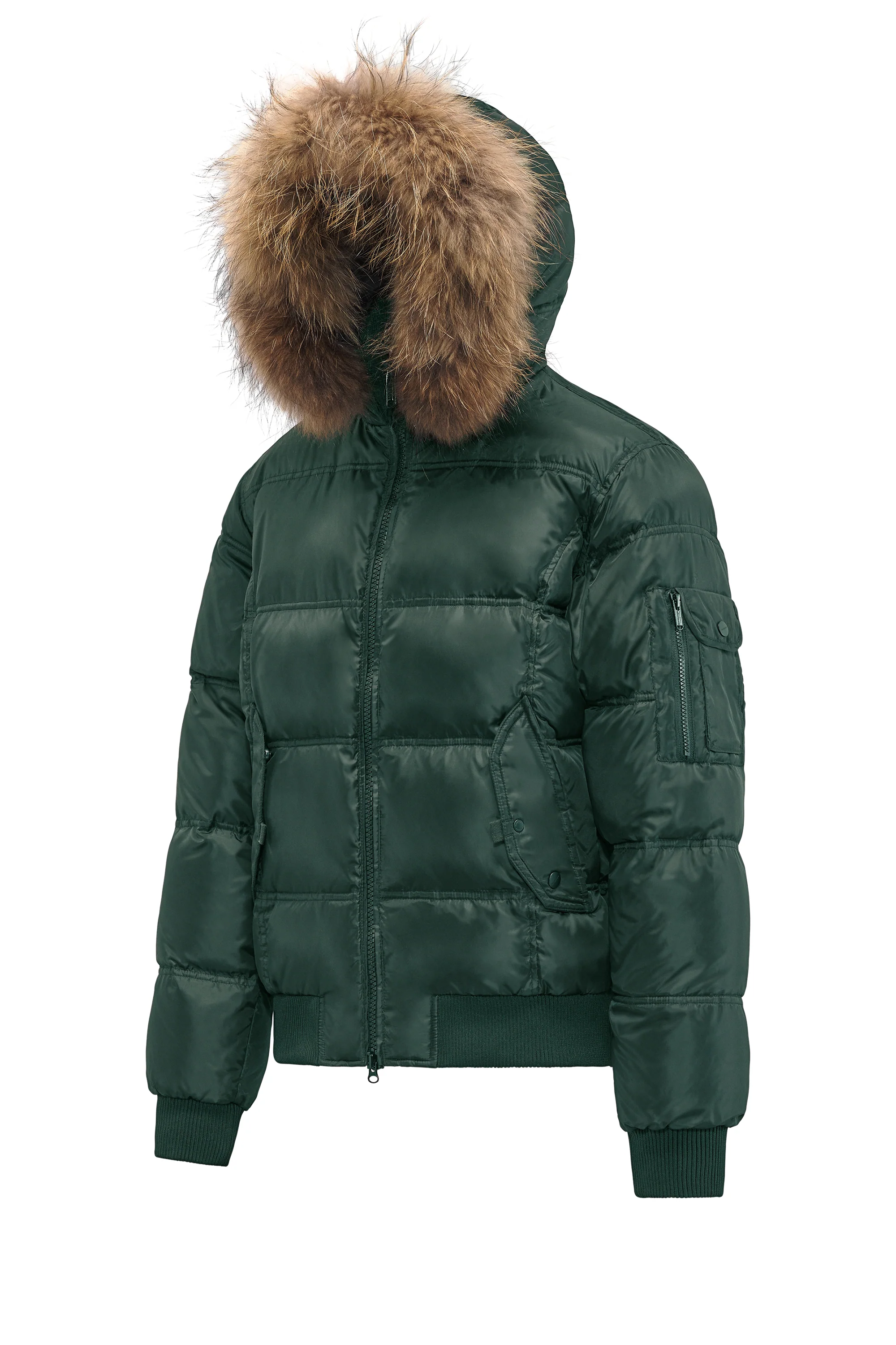 Bomber Imbottito in Piuma con Bordo in Pelliccia Folta - Image 18