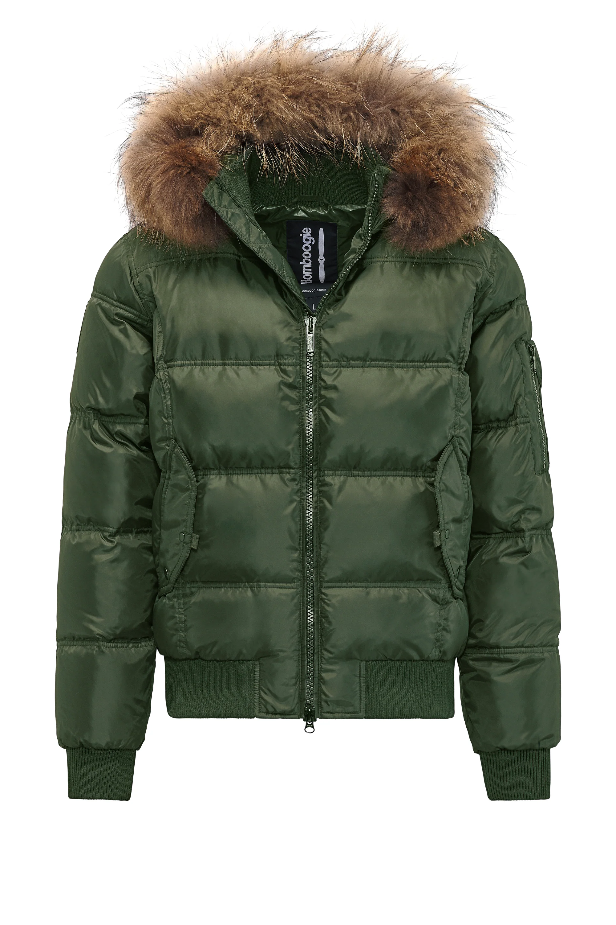 Bomber Imbottito in Piuma con Bordo in Pelliccia Folta - Image 21