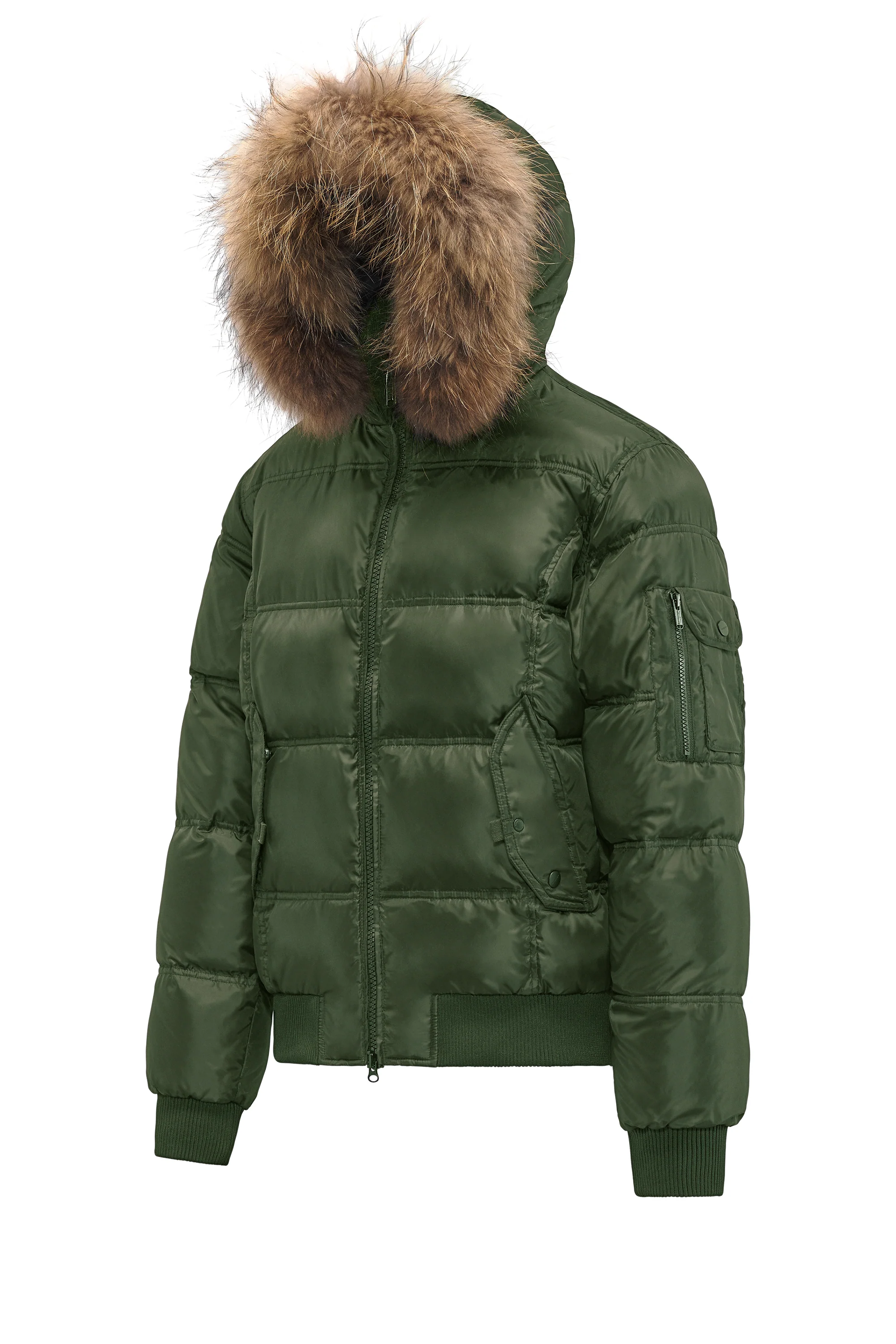 Bomber Imbottito in Piuma con Bordo in Pelliccia Folta - Image 22