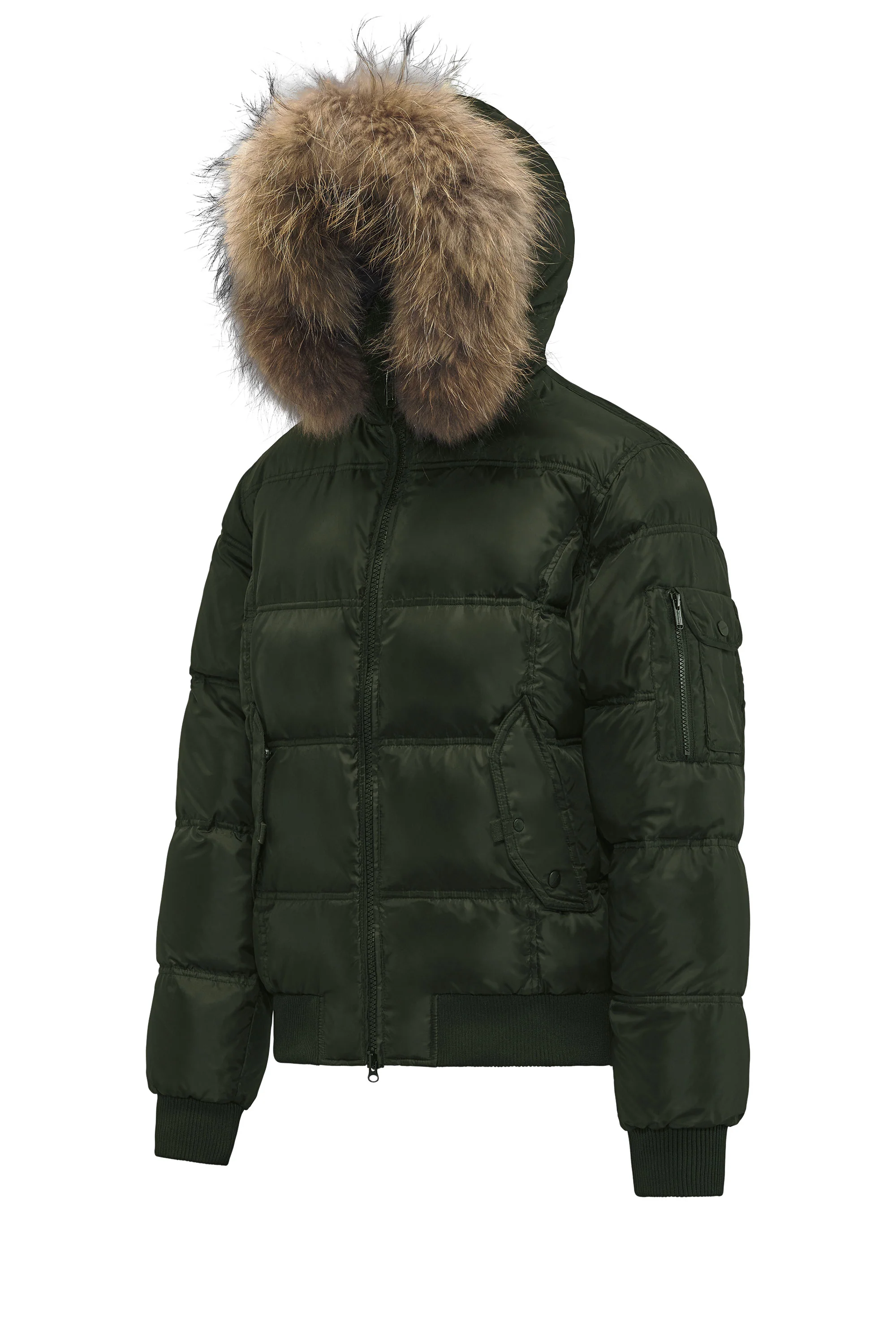 Bomber Imbottito in Piuma con Bordo in Pelliccia Folta - Image 26