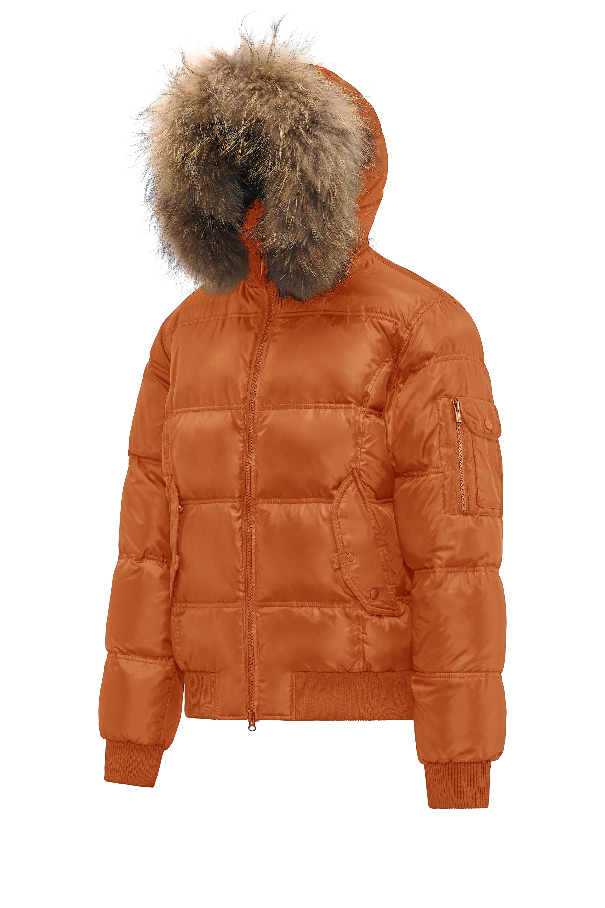Bomber Imbottito in Piuma con Bordo in Pelliccia Folta - Image 30