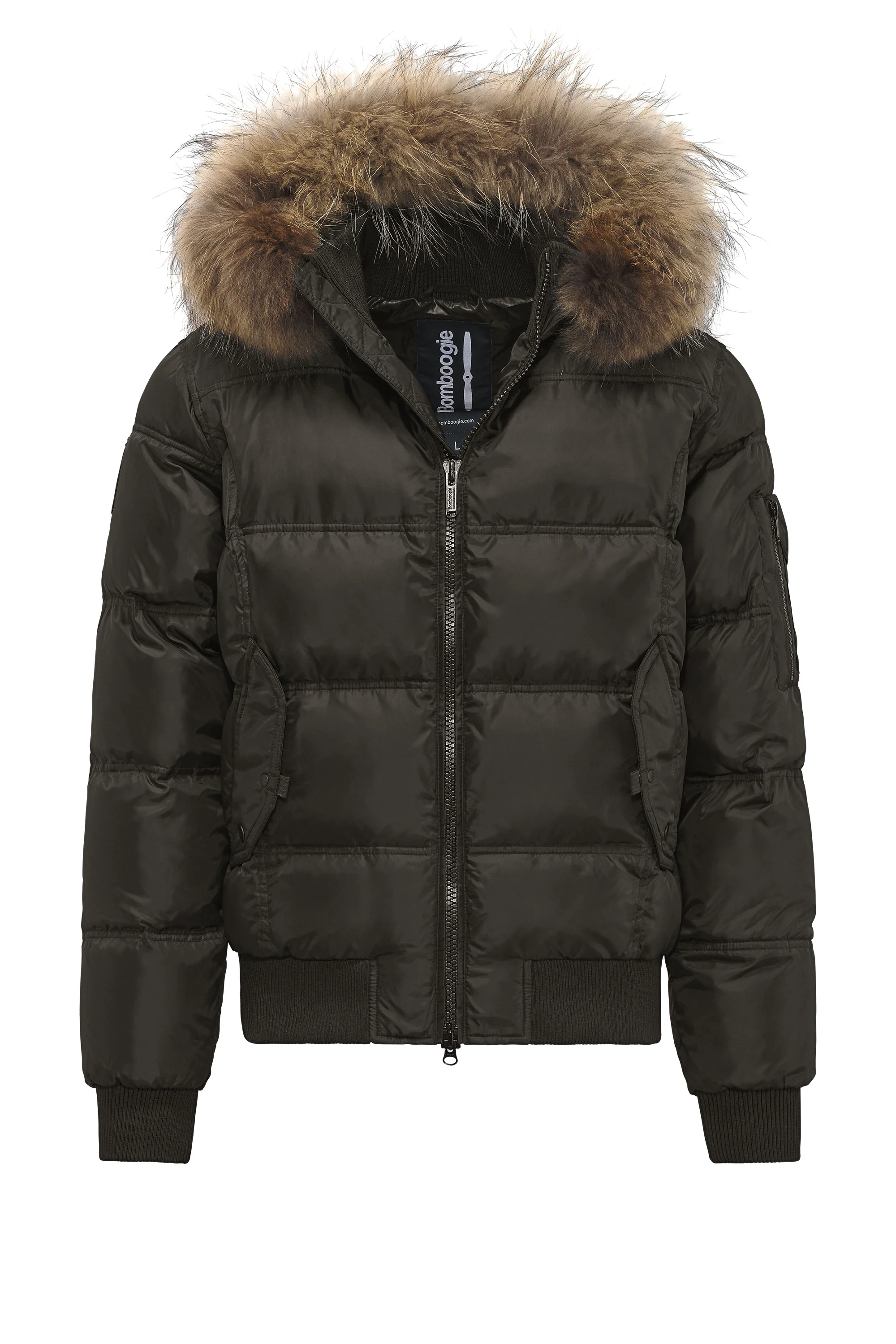 Bomber Imbottito in Piuma con Bordo in Pelliccia Folta - Image 5