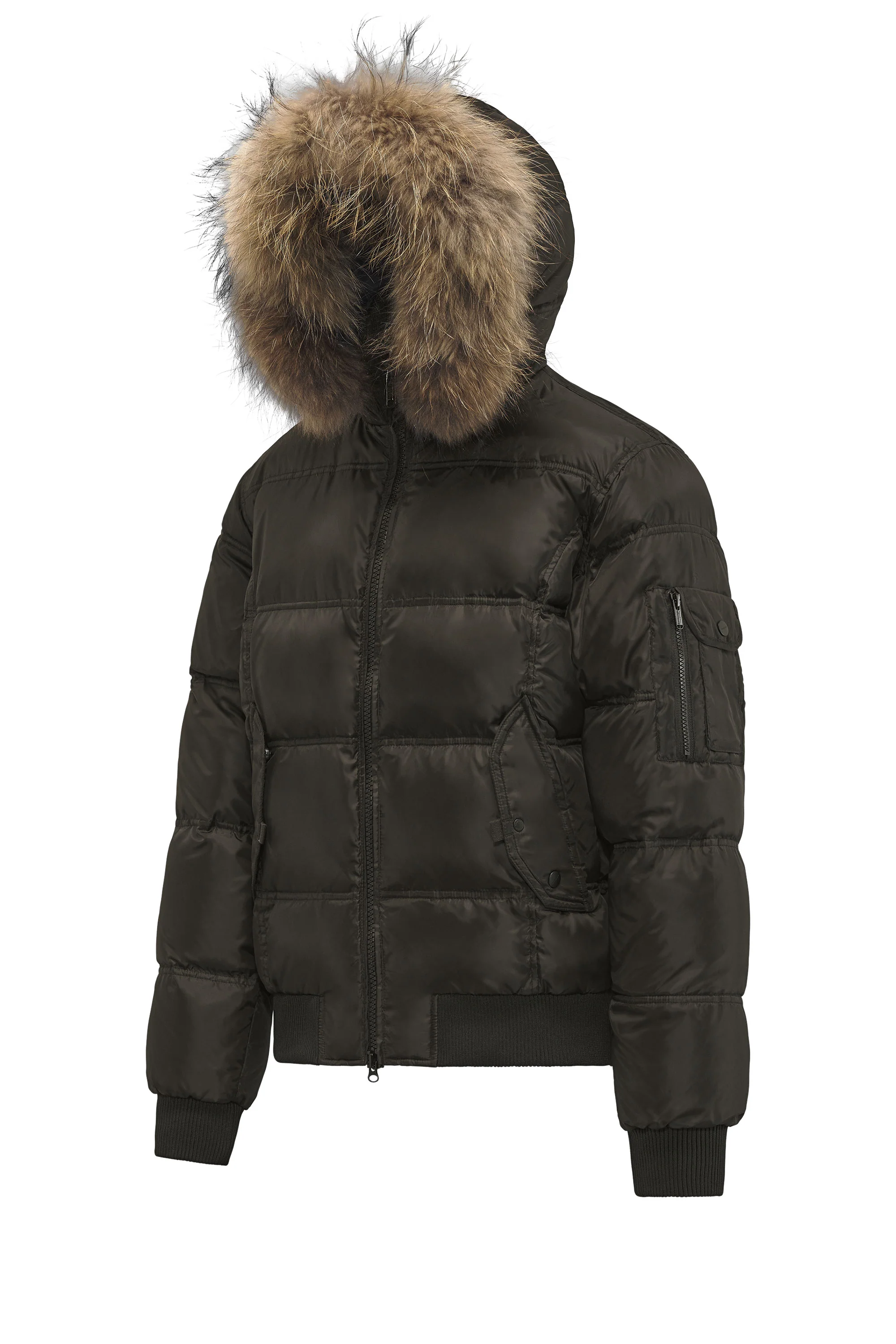 Bomber Imbottito in Piuma con Bordo in Pelliccia Folta - Image 6
