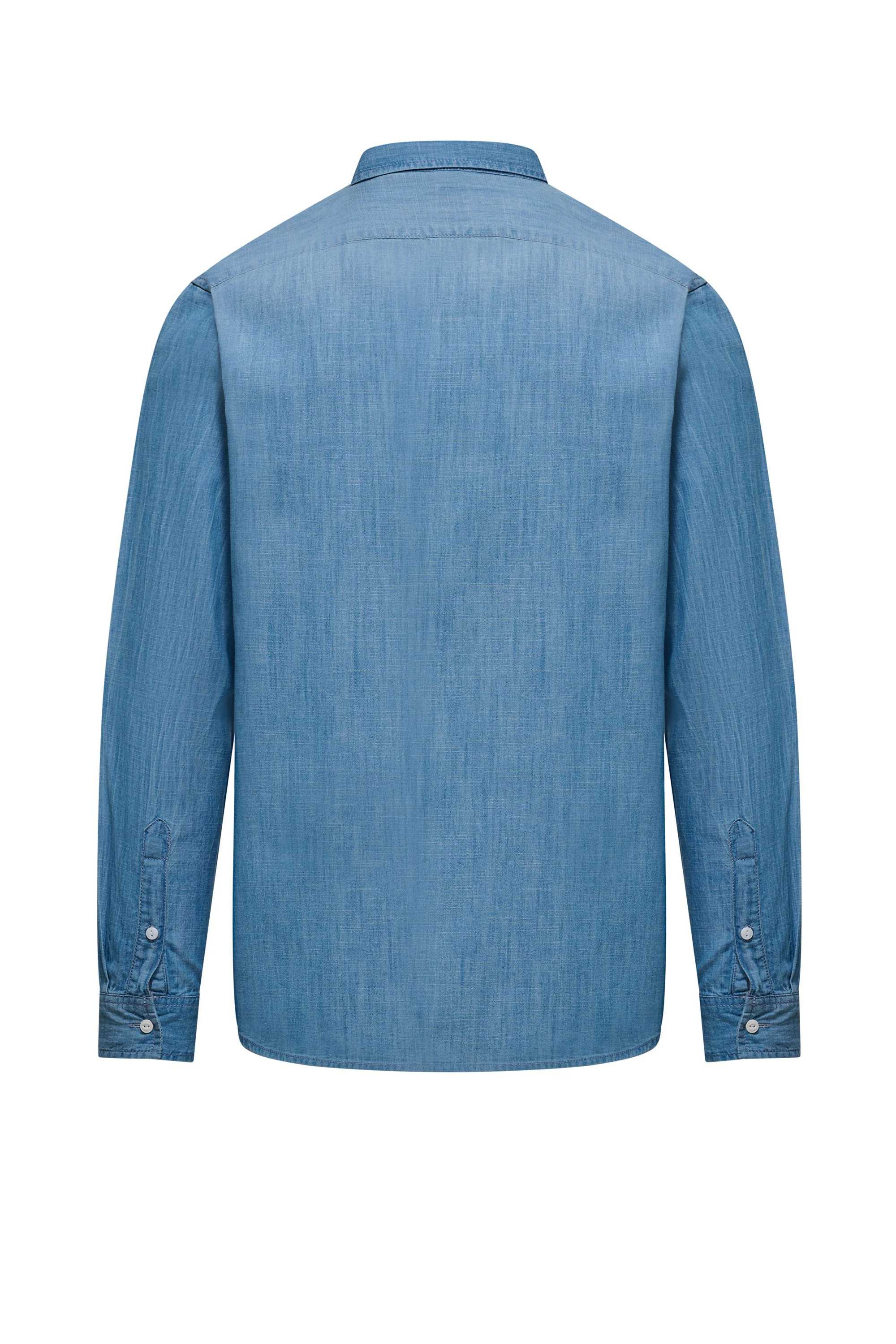 Camicia regular fit in cotone chambray - Image 3