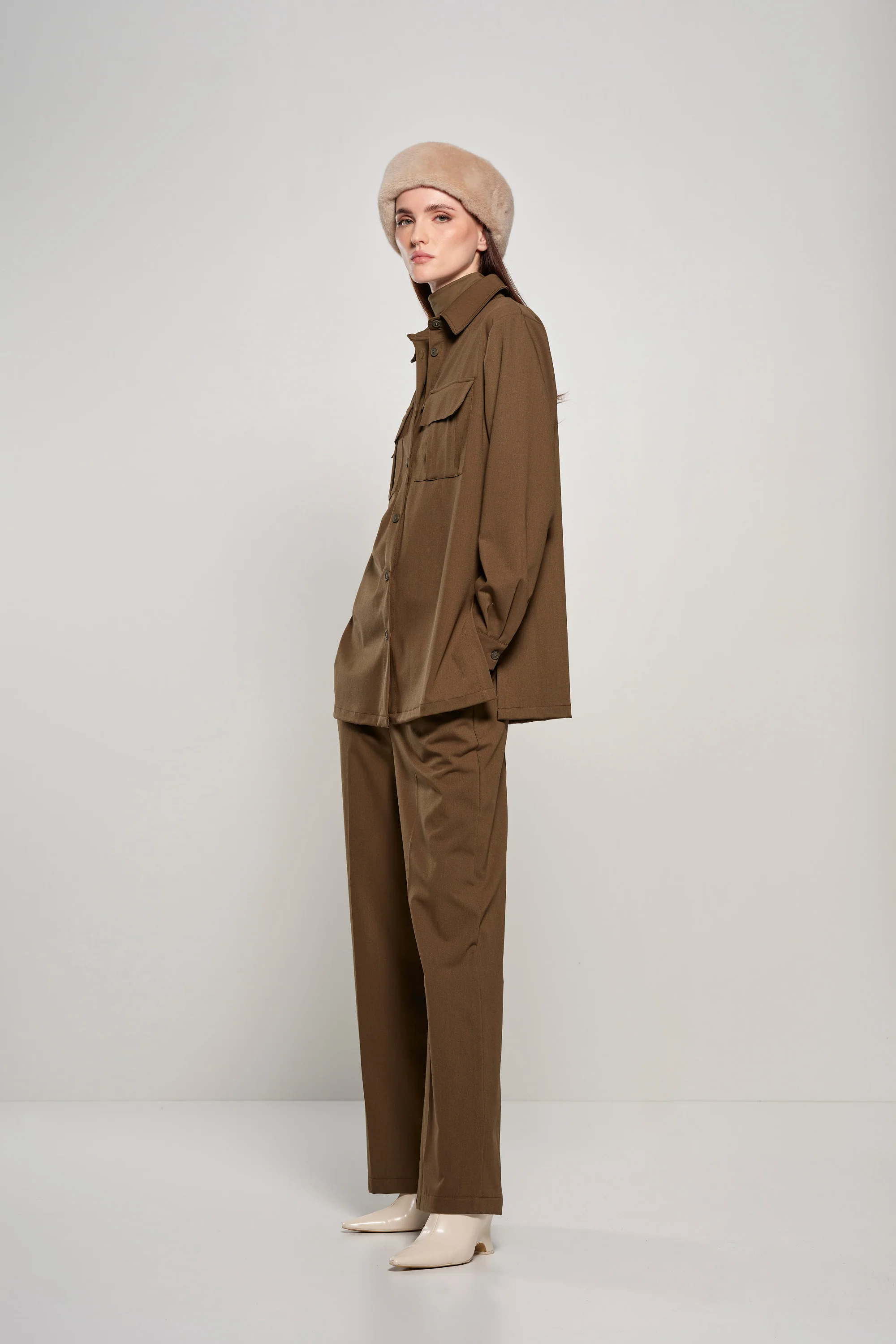 Camicia utility da donna in misto lana leggera stile overshirt - Image 3