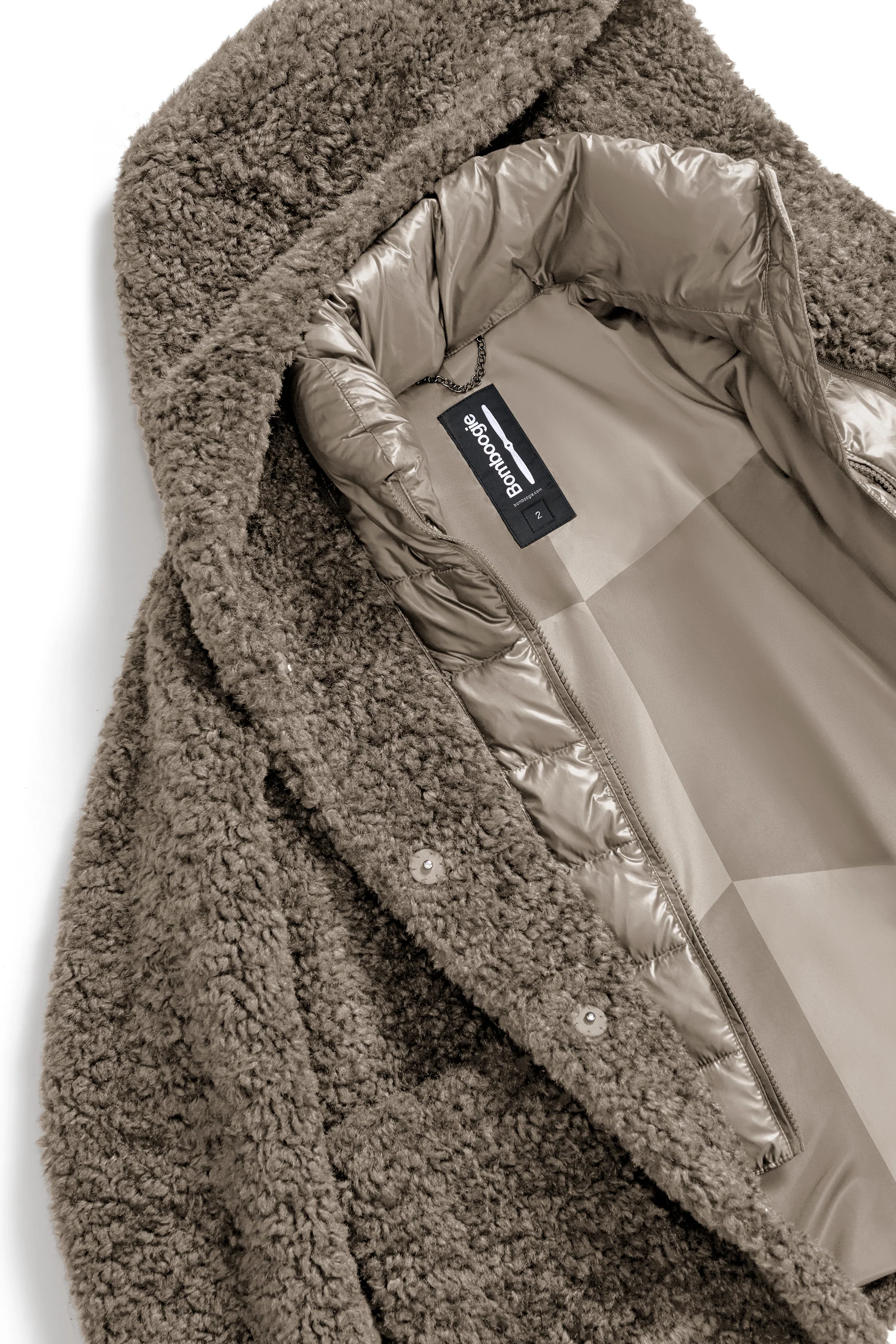 Cappotto corto da donna in ecopelliccia con davantino staccabile - Image 19