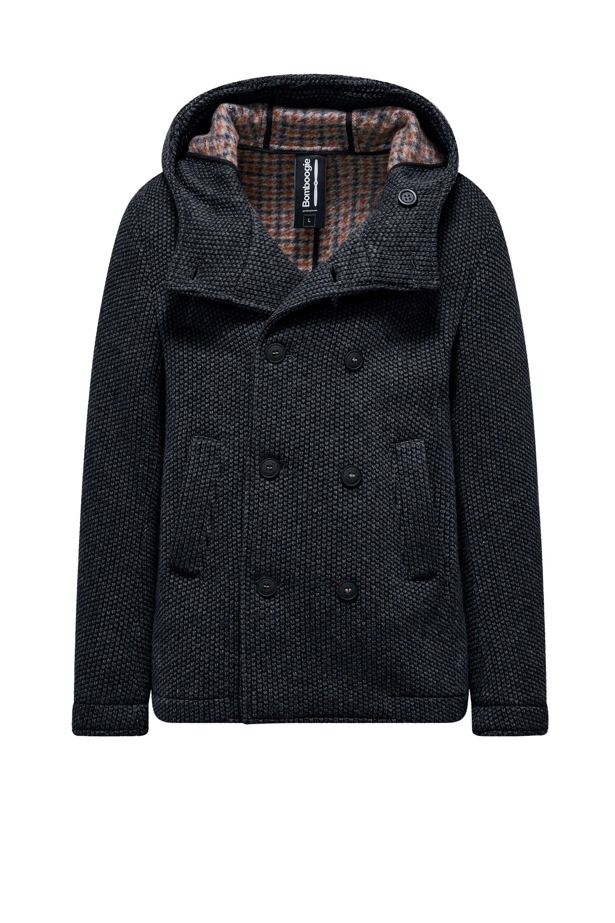 Cappotto corto doppiopetto in lana cotta con cappuccio - Image 13