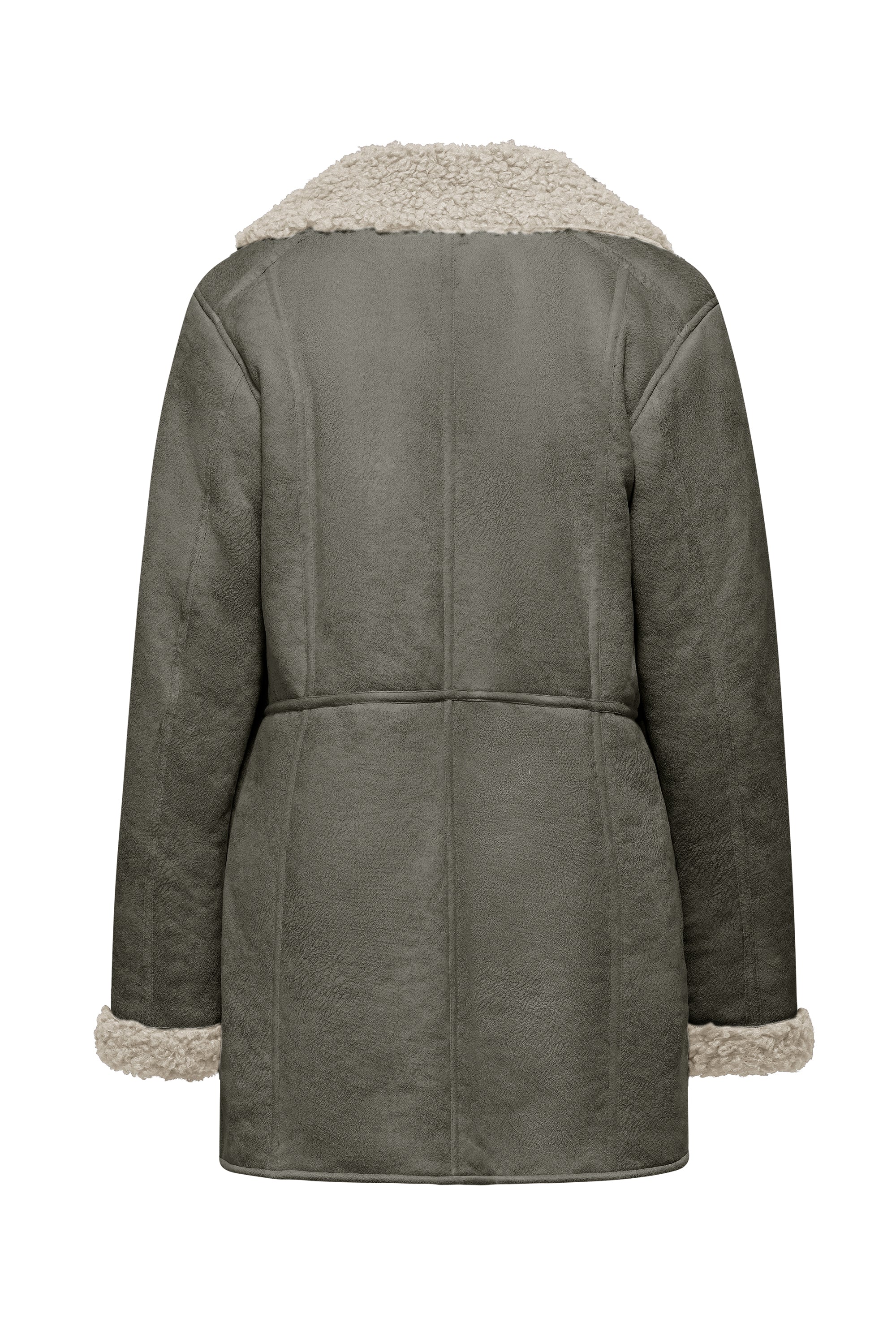 Cappotto effetto shearling con revers e polsini in ecopelliccia - Image 18