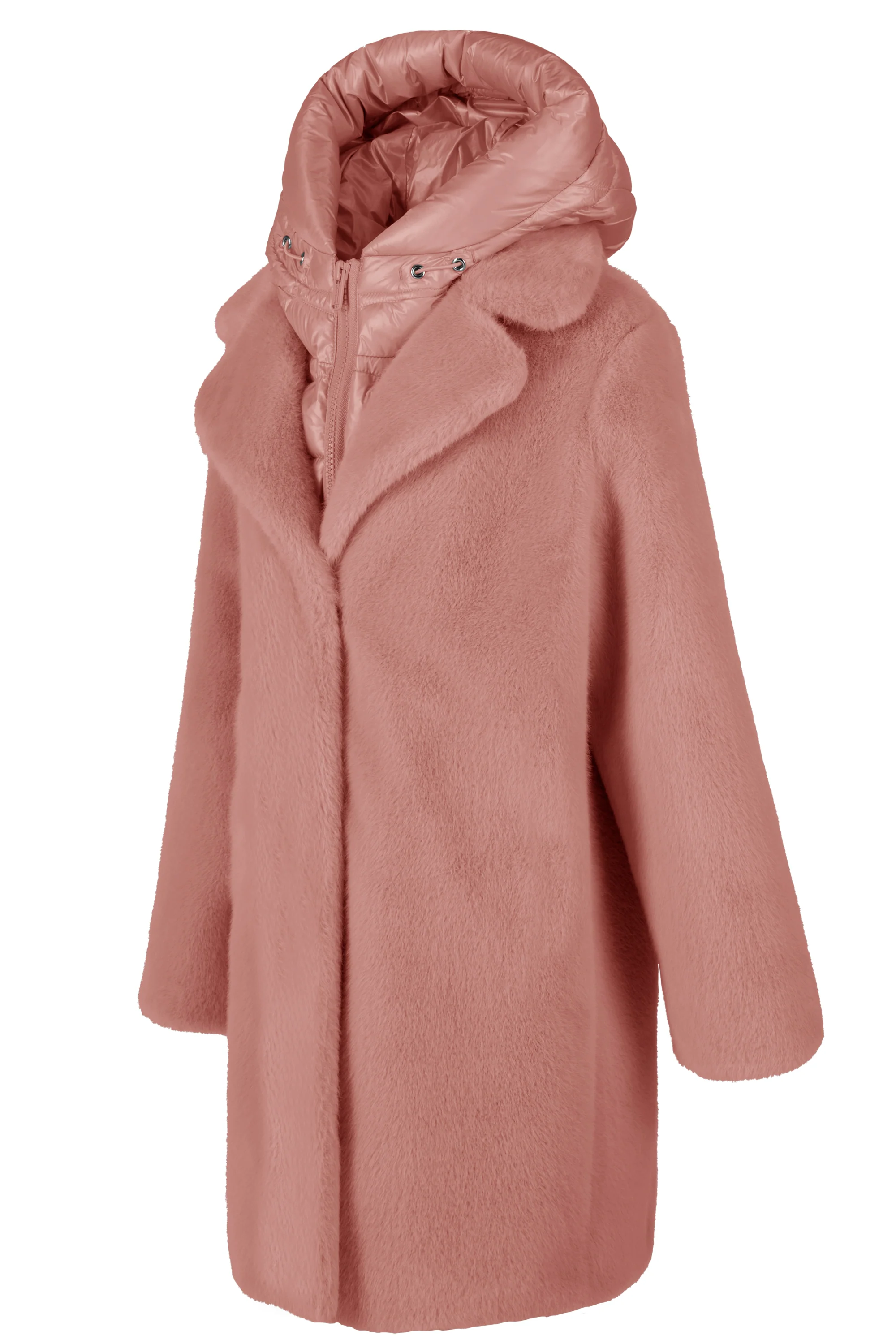 Cappotto lungo da bambina in pelliccetta sintetica con cappuccio staccabile water resistant - Image 10