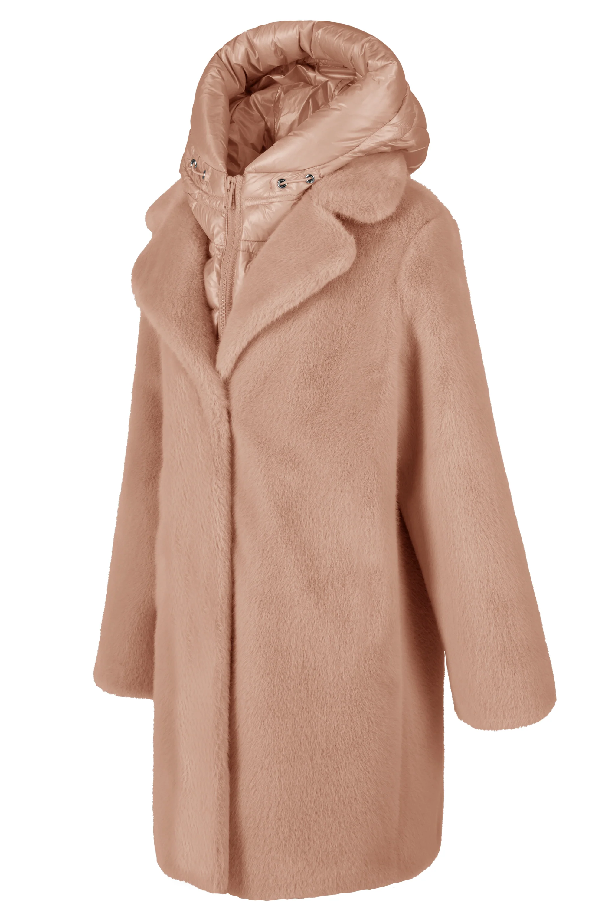 Cappotto lungo da bambina in pelliccetta sintetica con cappuccio staccabile water resistant - Image 14