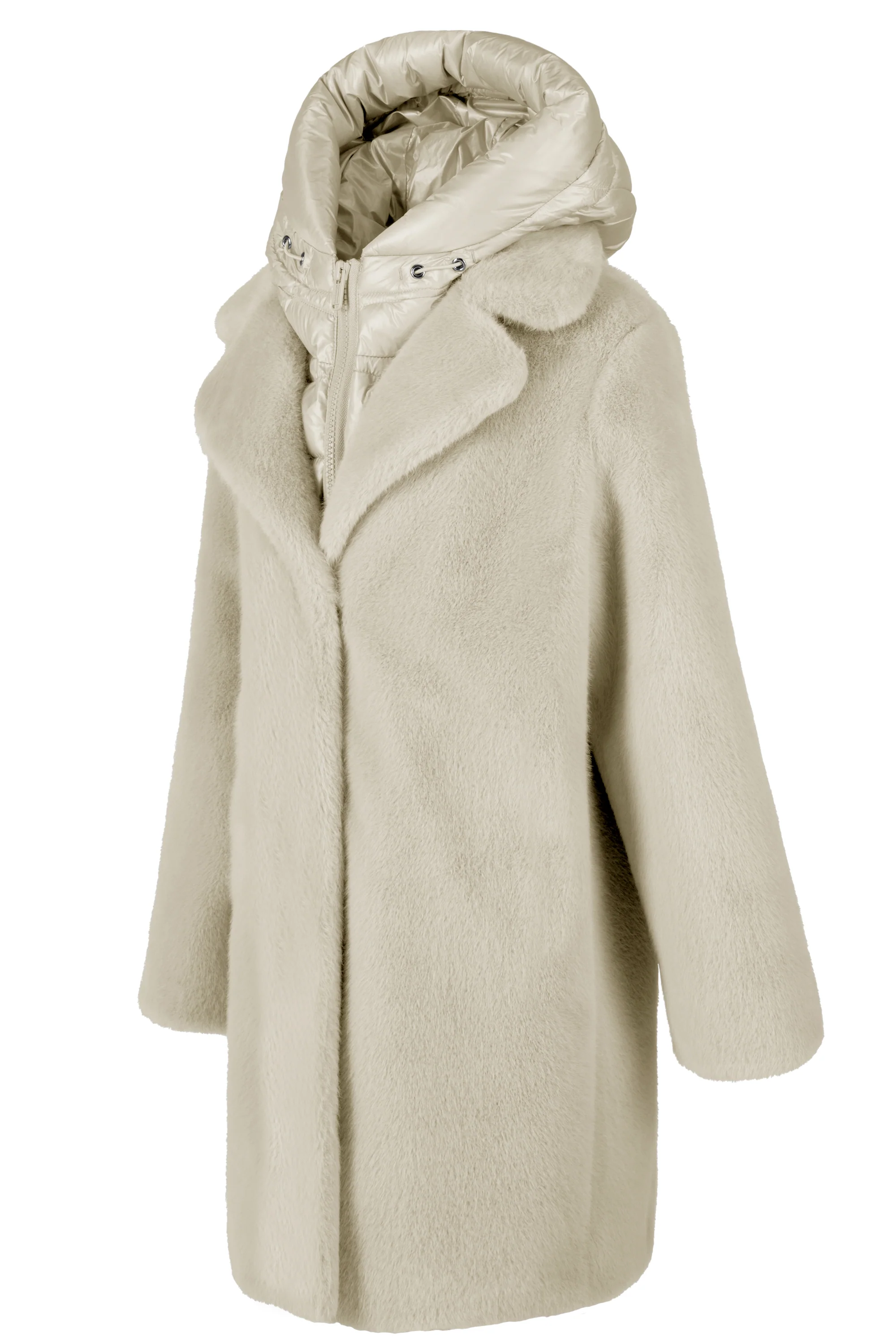 Cappotto lungo da bambina in pelliccetta sintetica con cappuccio staccabile water resistant - Image 6
