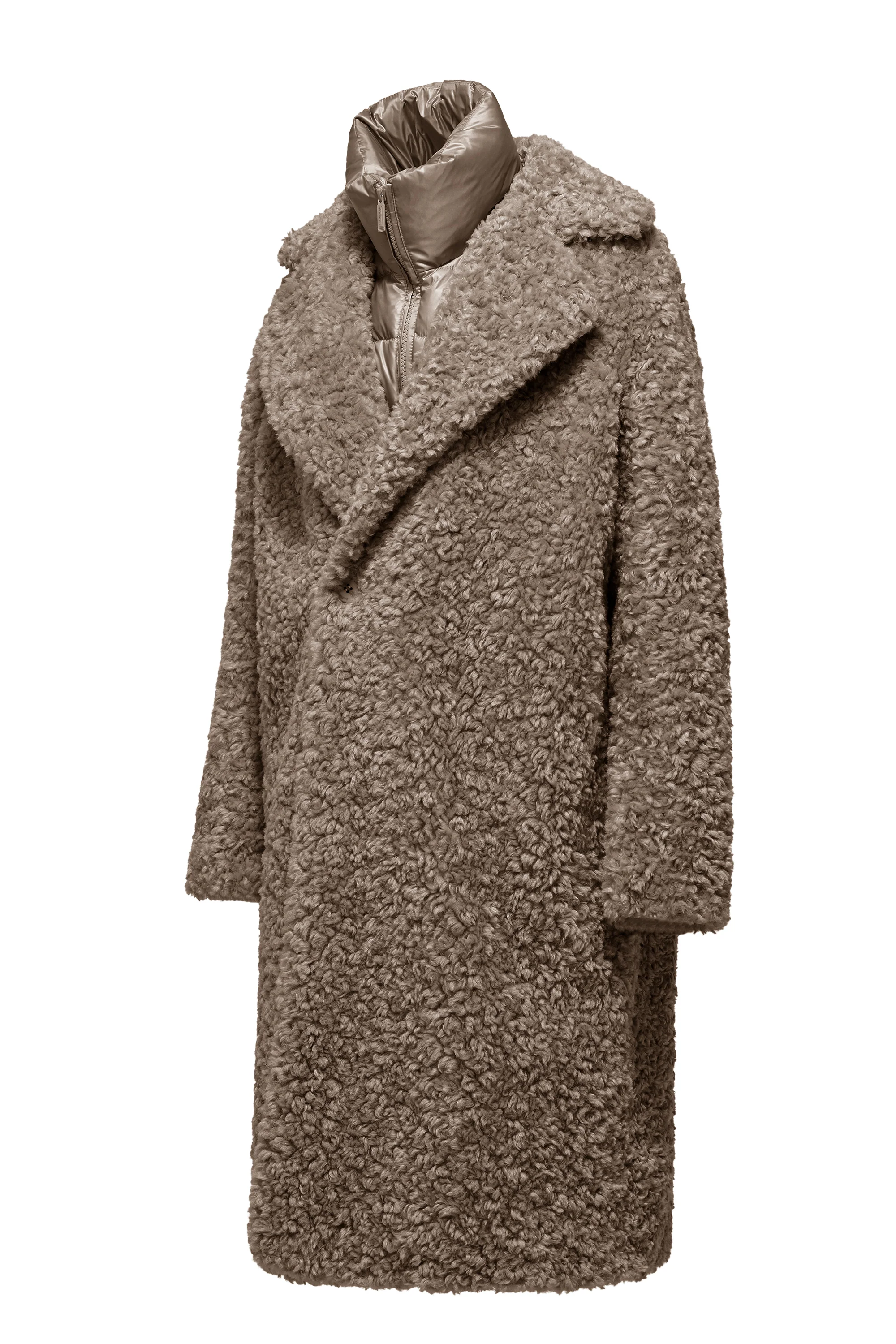 Cappotto lungo da donna in eco pelliccia con revers - Image 17