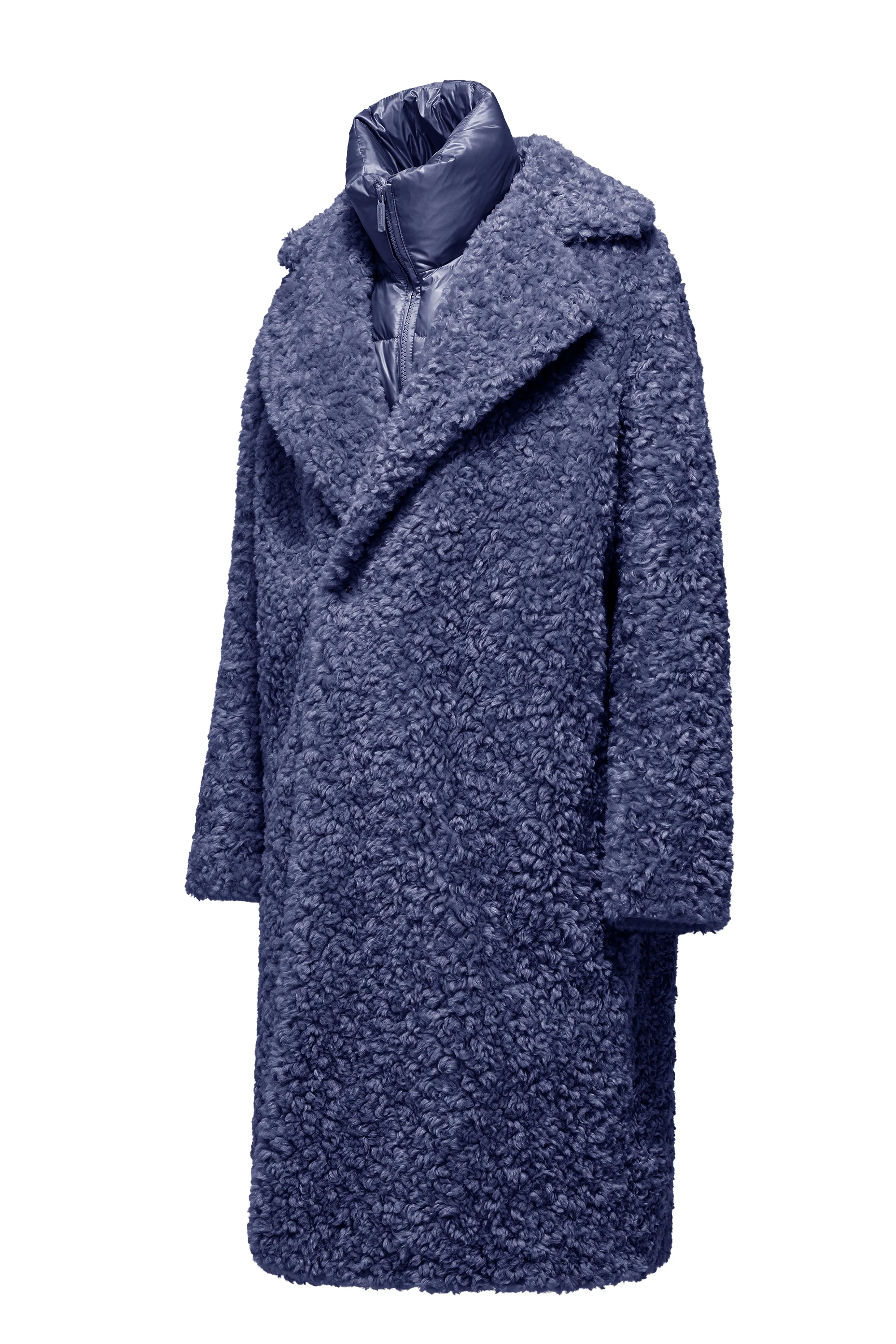 Cappotto lungo da donna in eco pelliccia con revers - Image 37
