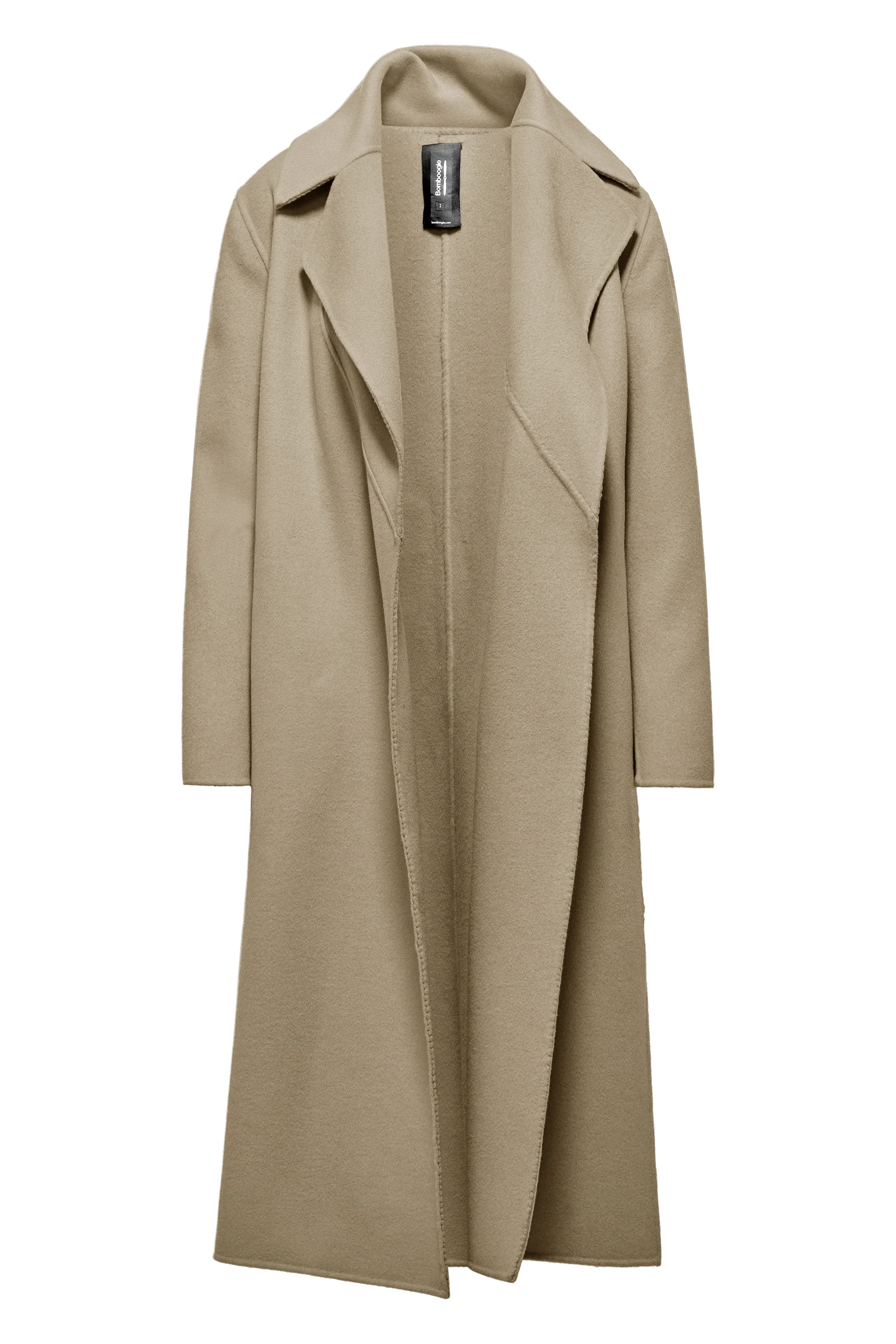 Cappotto lungo in lana double face con cintura removibile - Image 33