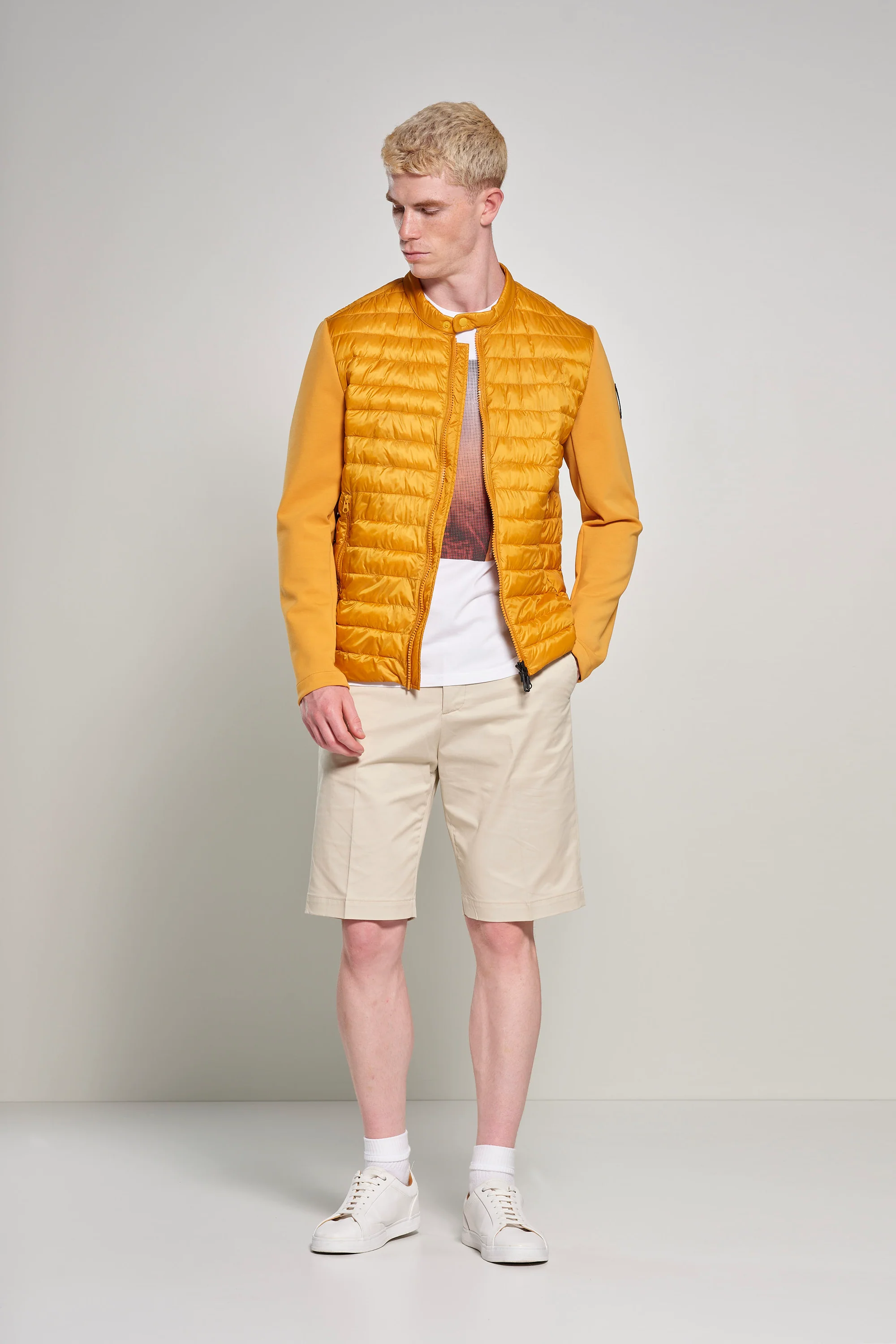 Giacca bimaterica in nylon e maglia - Image 11