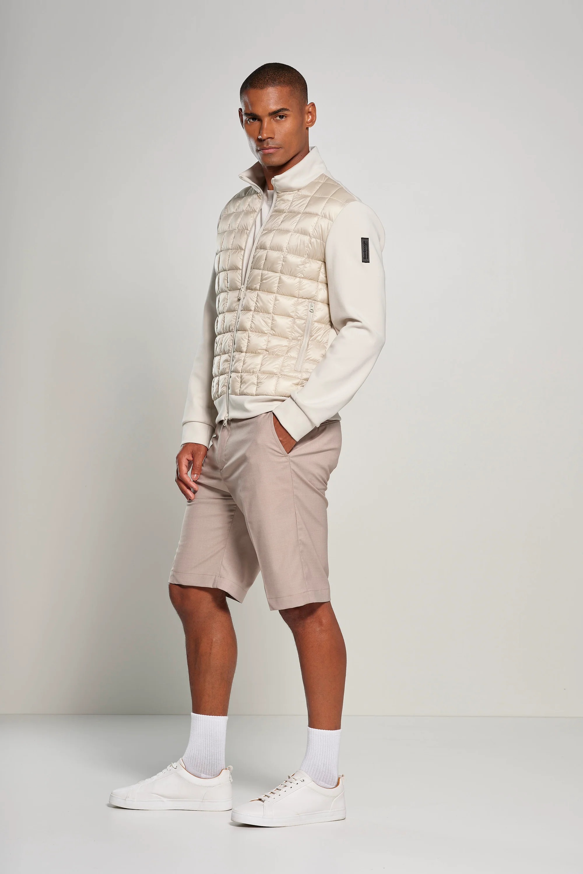 Giacca bimaterica in nylon e maglia - Image 17