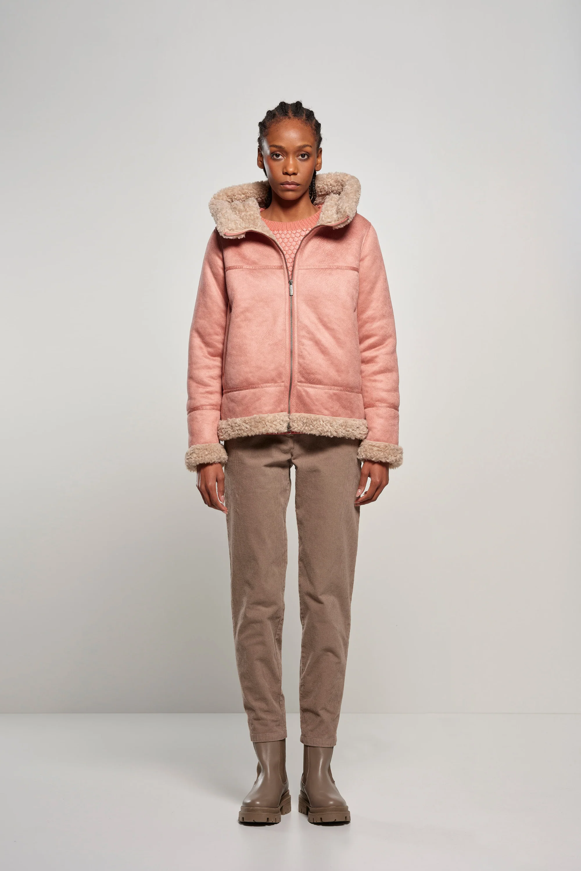 Giacca con cappuccio effetto shearling - Image 5