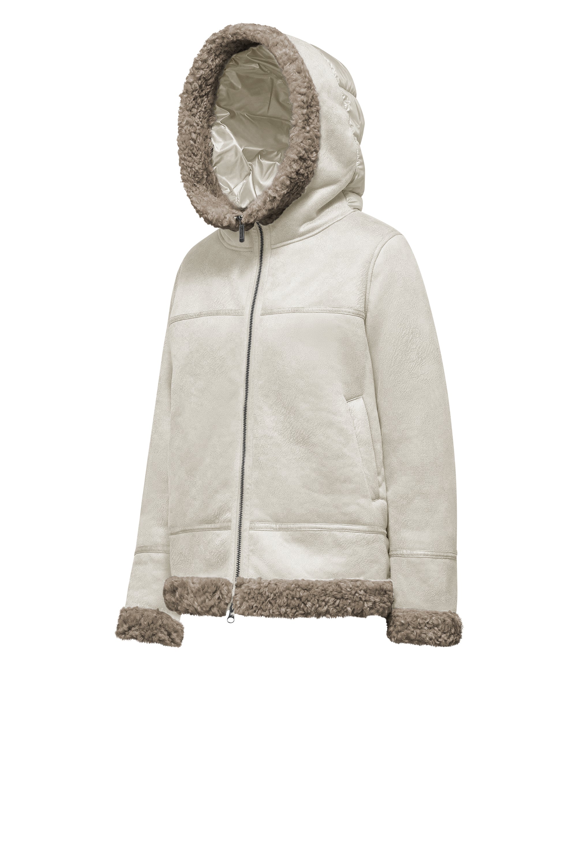 Giacca con cappuccio effetto shearling - Image 7