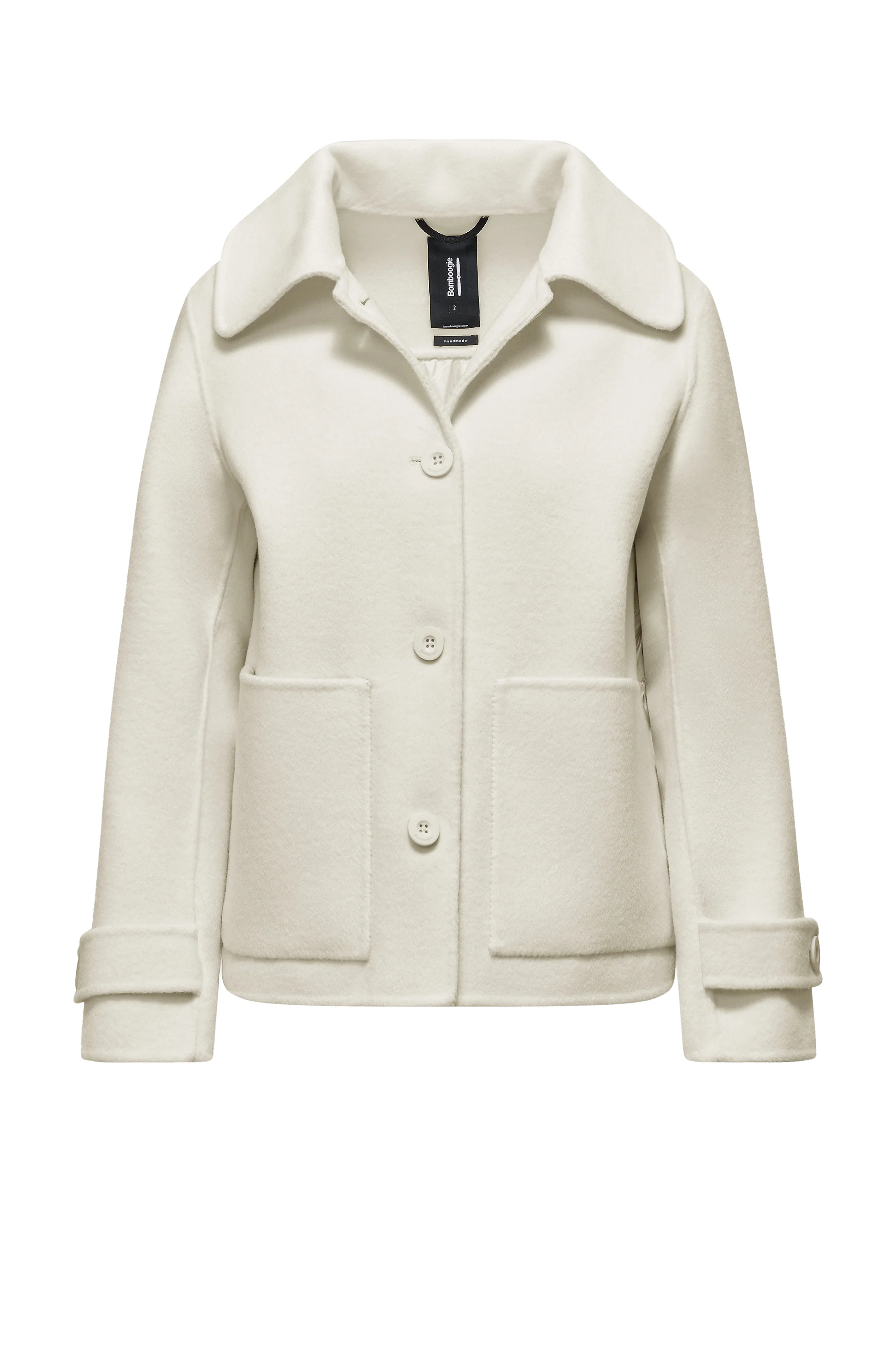 Giacca corta bi-materica in lana e nylon - Image 11