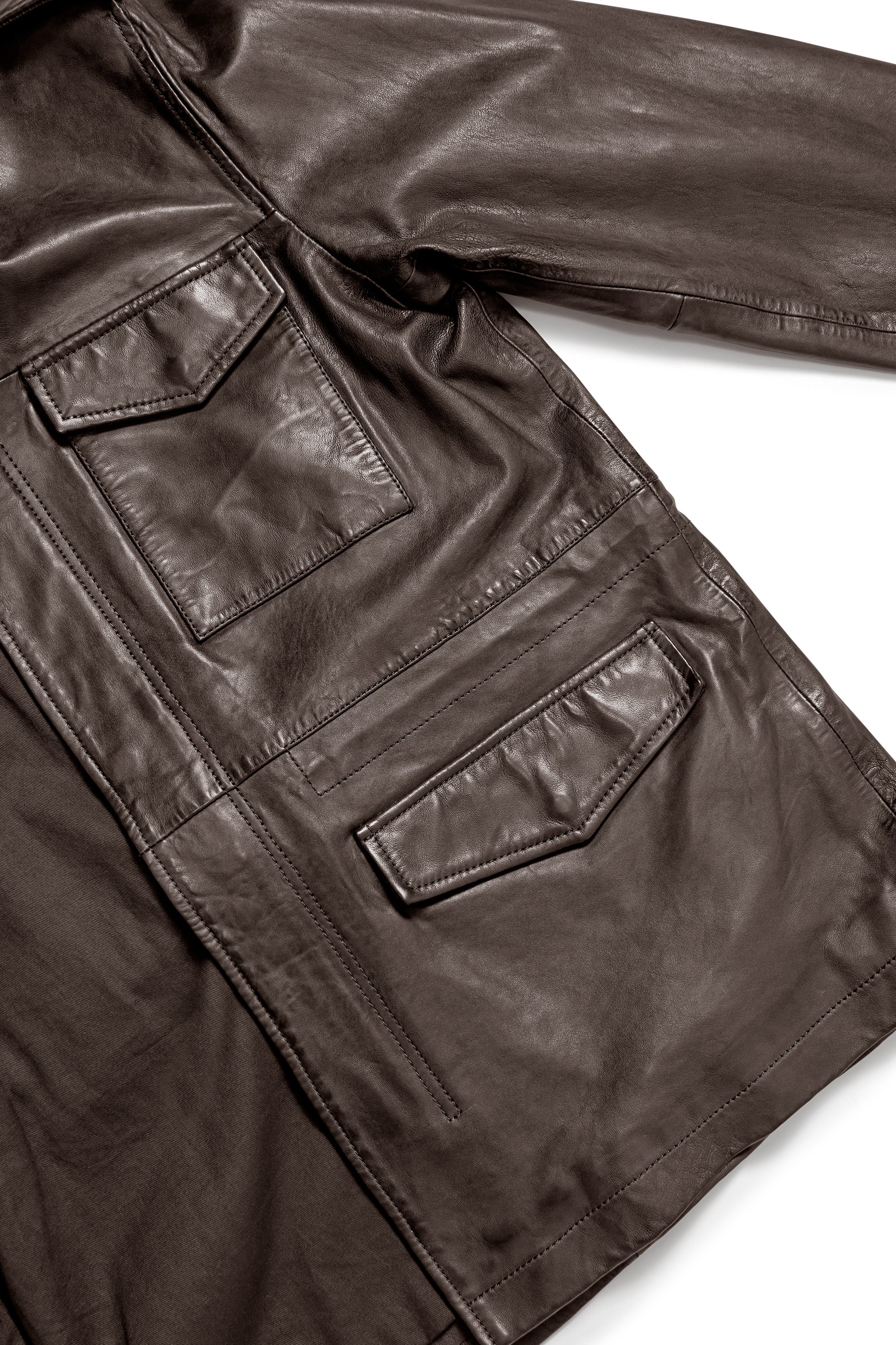 Giacca corta da uomo in vera pelle con quattro tasche e collo alto - Image 9