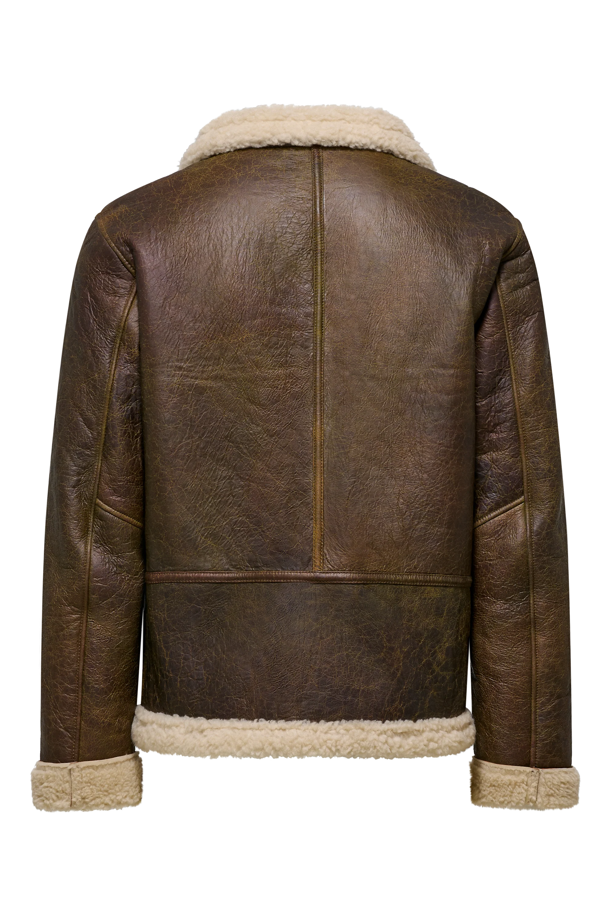 Giacca corta da uomo in vera pelle con sherpa e collo a revers - Image 6