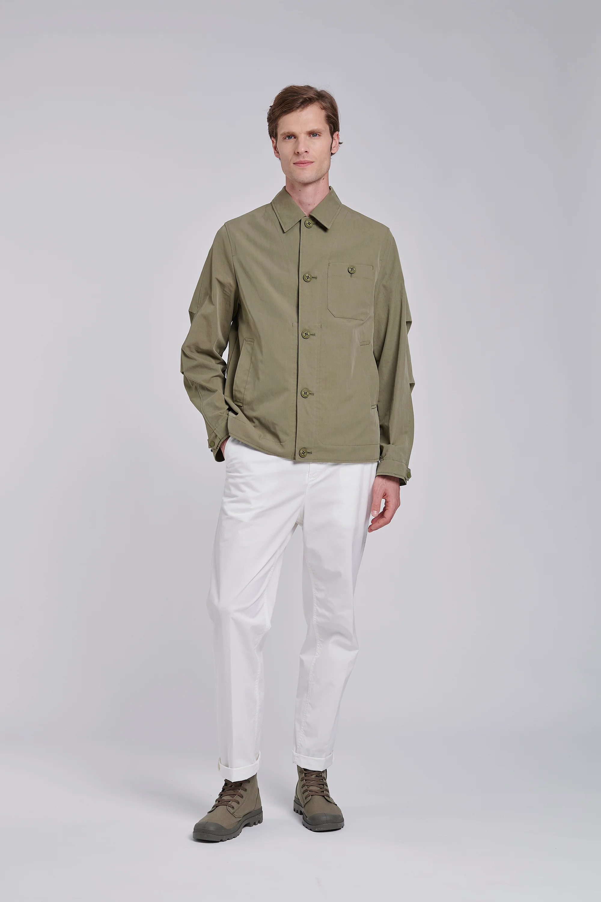 Giacca in cotone/nylon con bottoni - Image 5