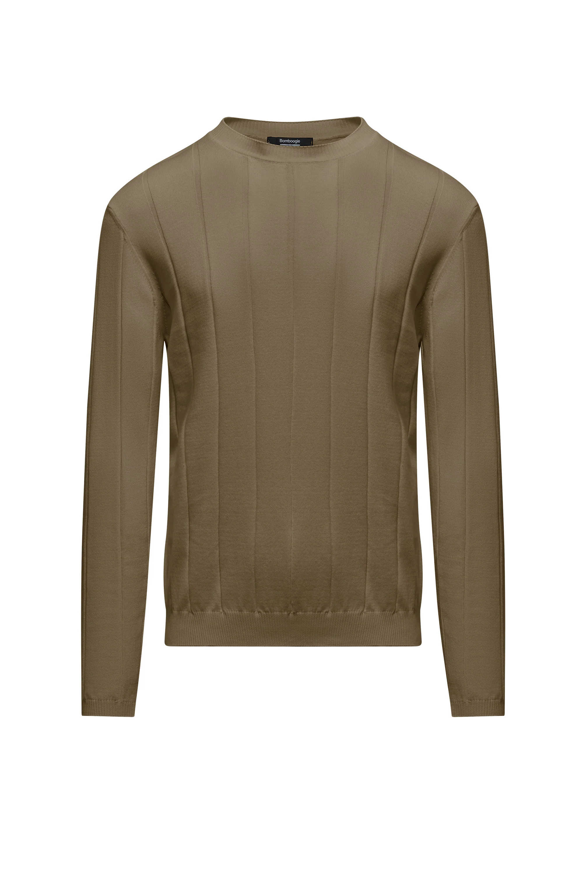 Maglia girocollo in cotone a coste larghe