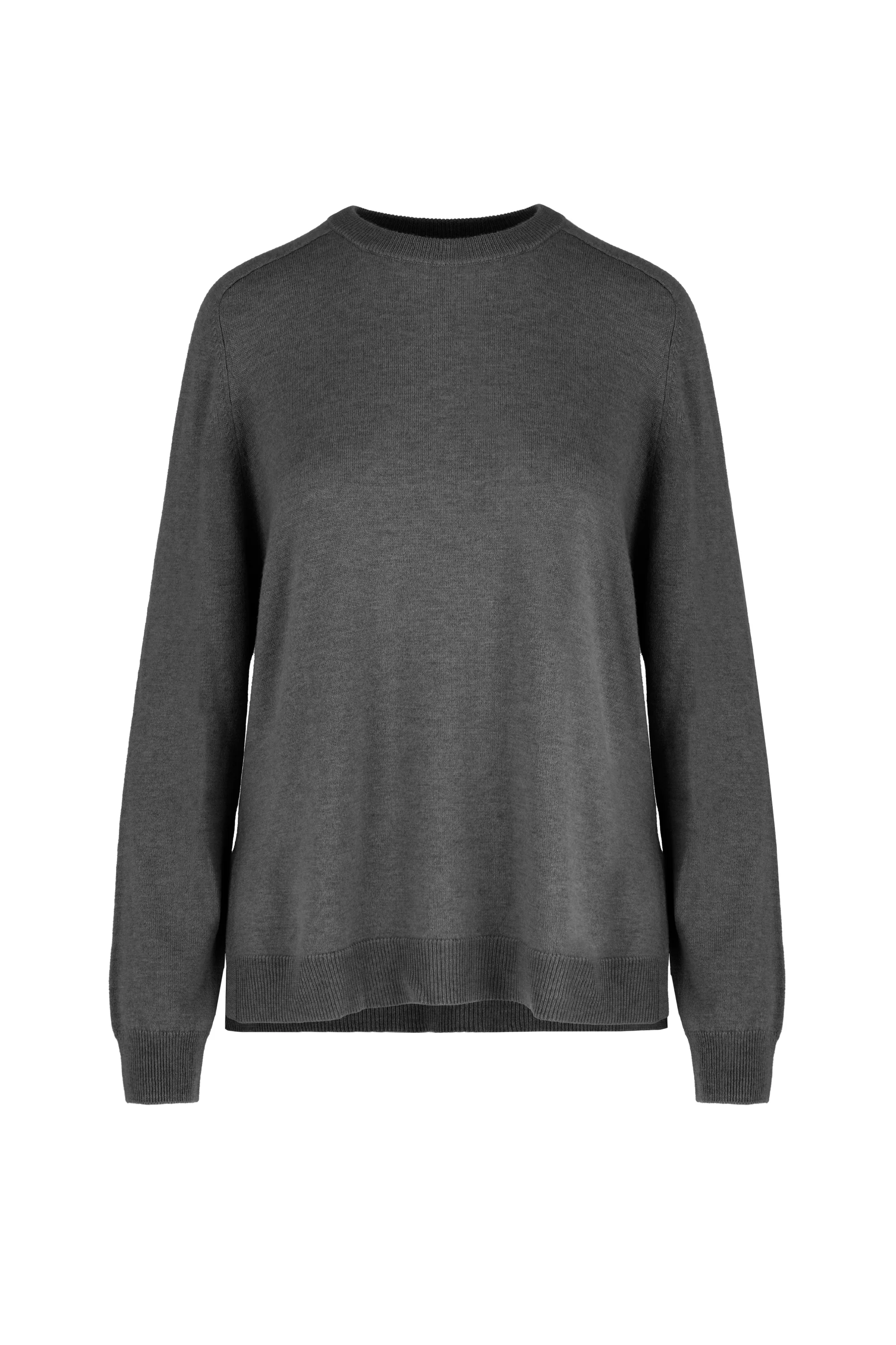 Maglione girocollo da donna in lana merinos a manica lunga