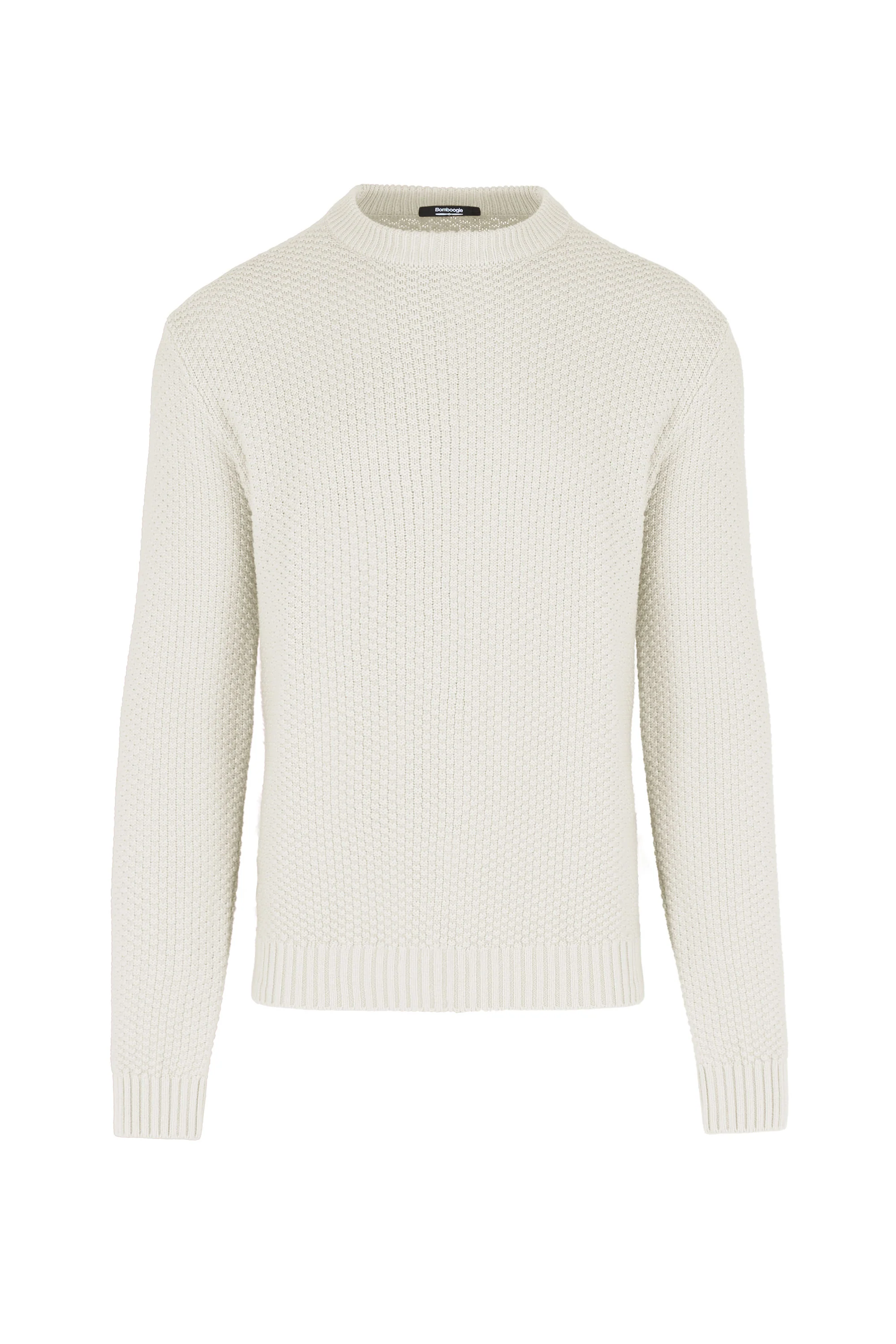 Maglione girocollo in misto cotone punto basket
