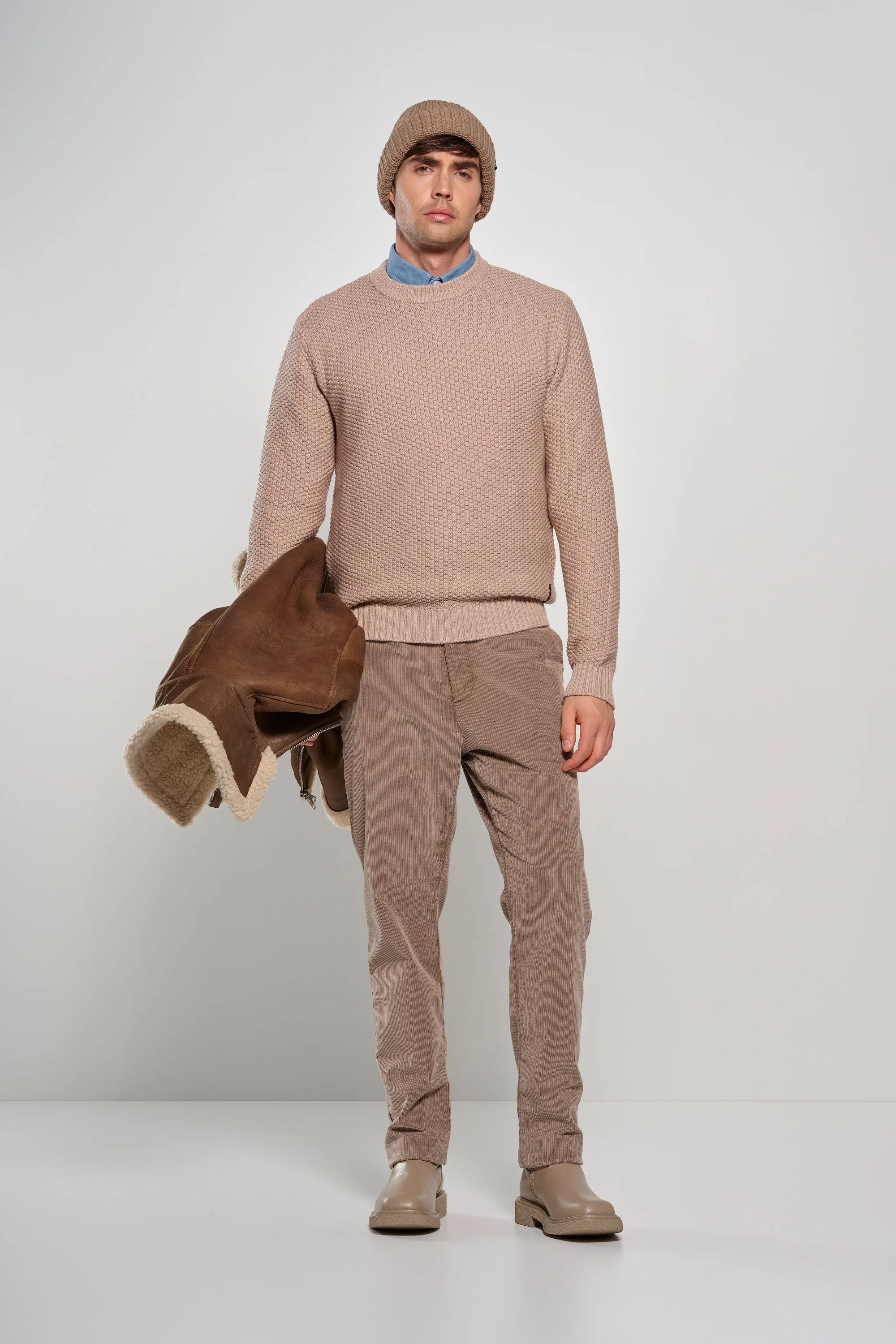 Maglione girocollo in misto cotone punto basket - Image 21
