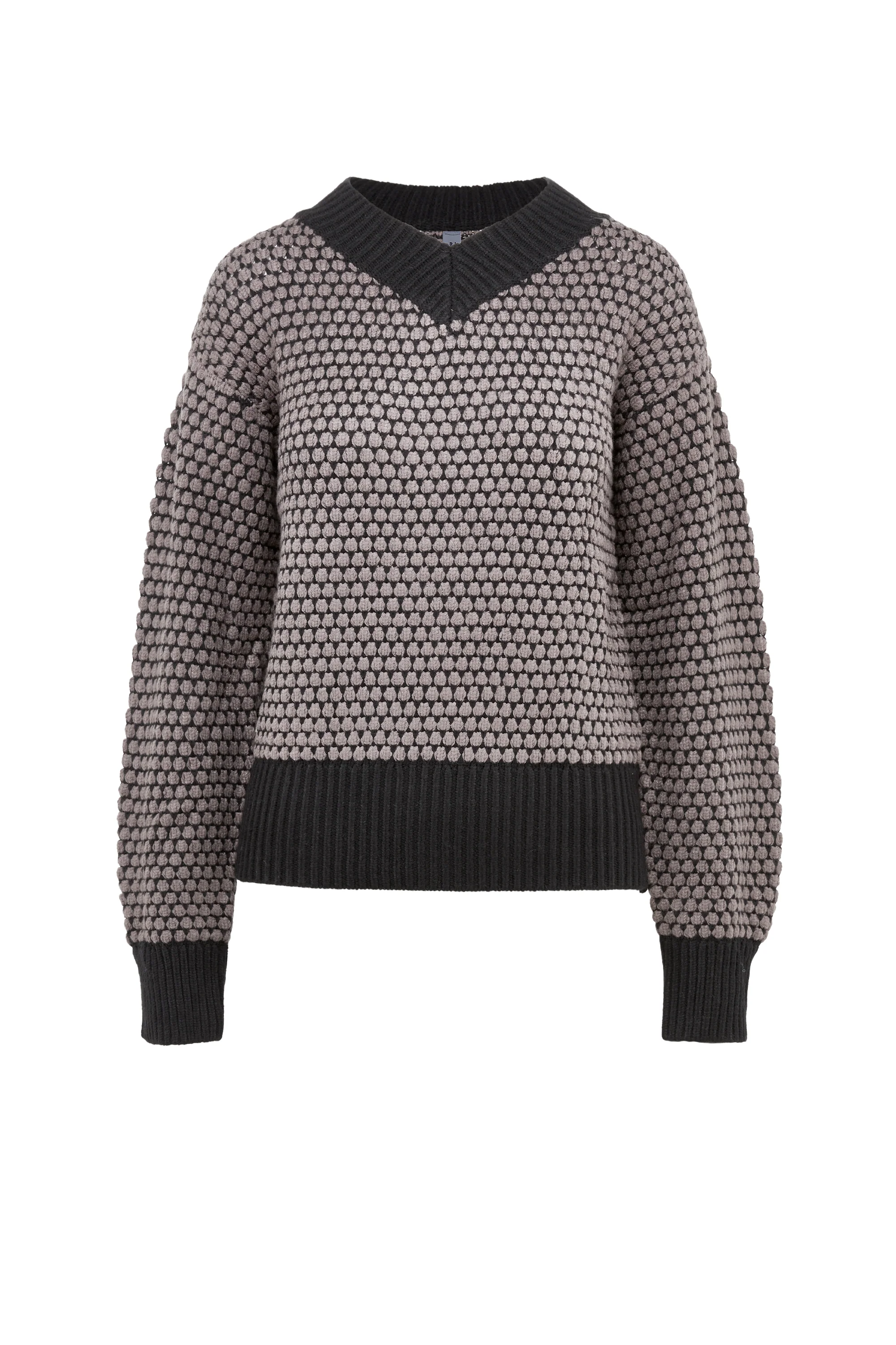 Maglione jacquard con collo a V r - Image 10