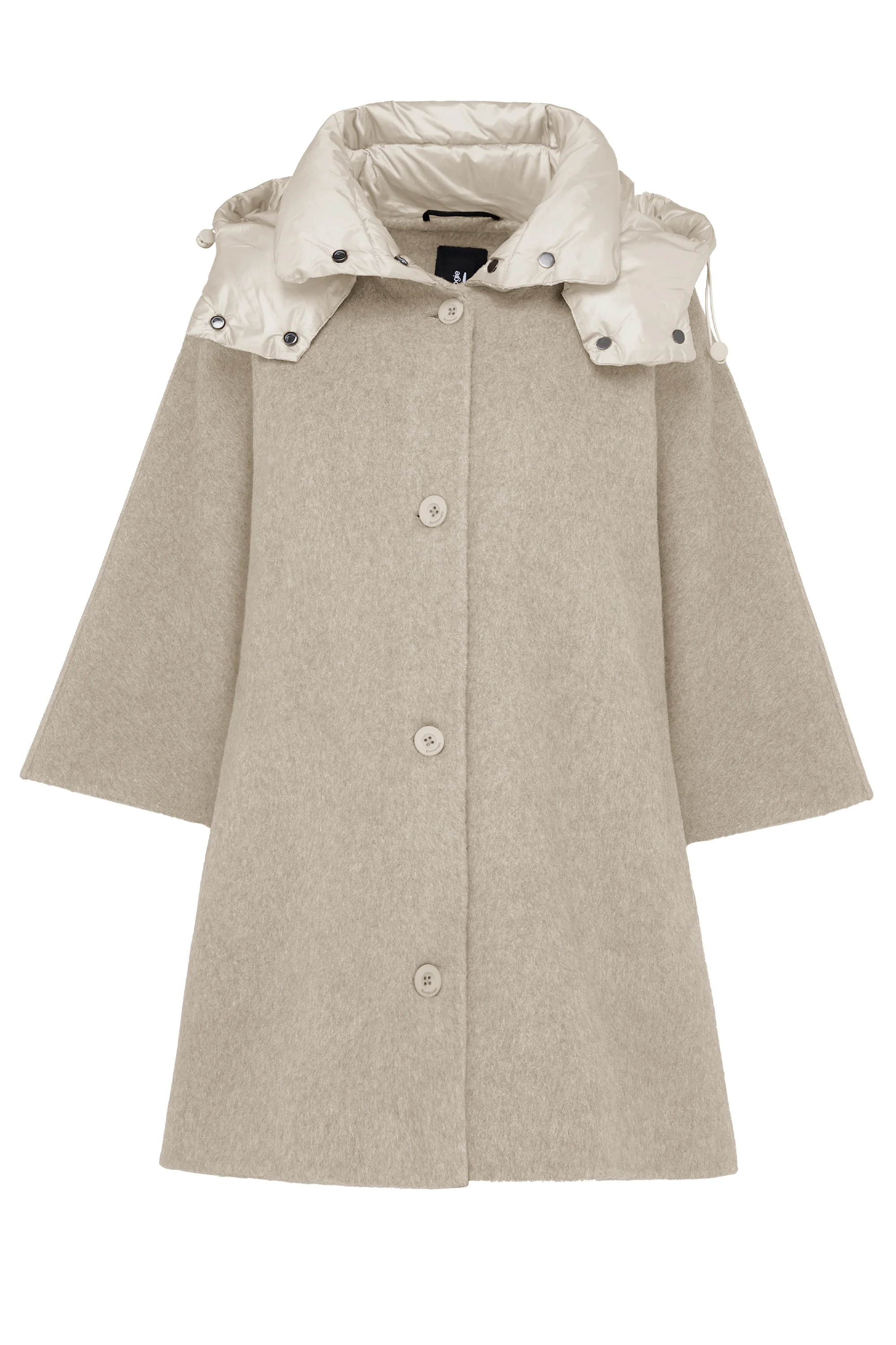 Mantella corta in lana effetto alpaca con cappuccio - Image 13