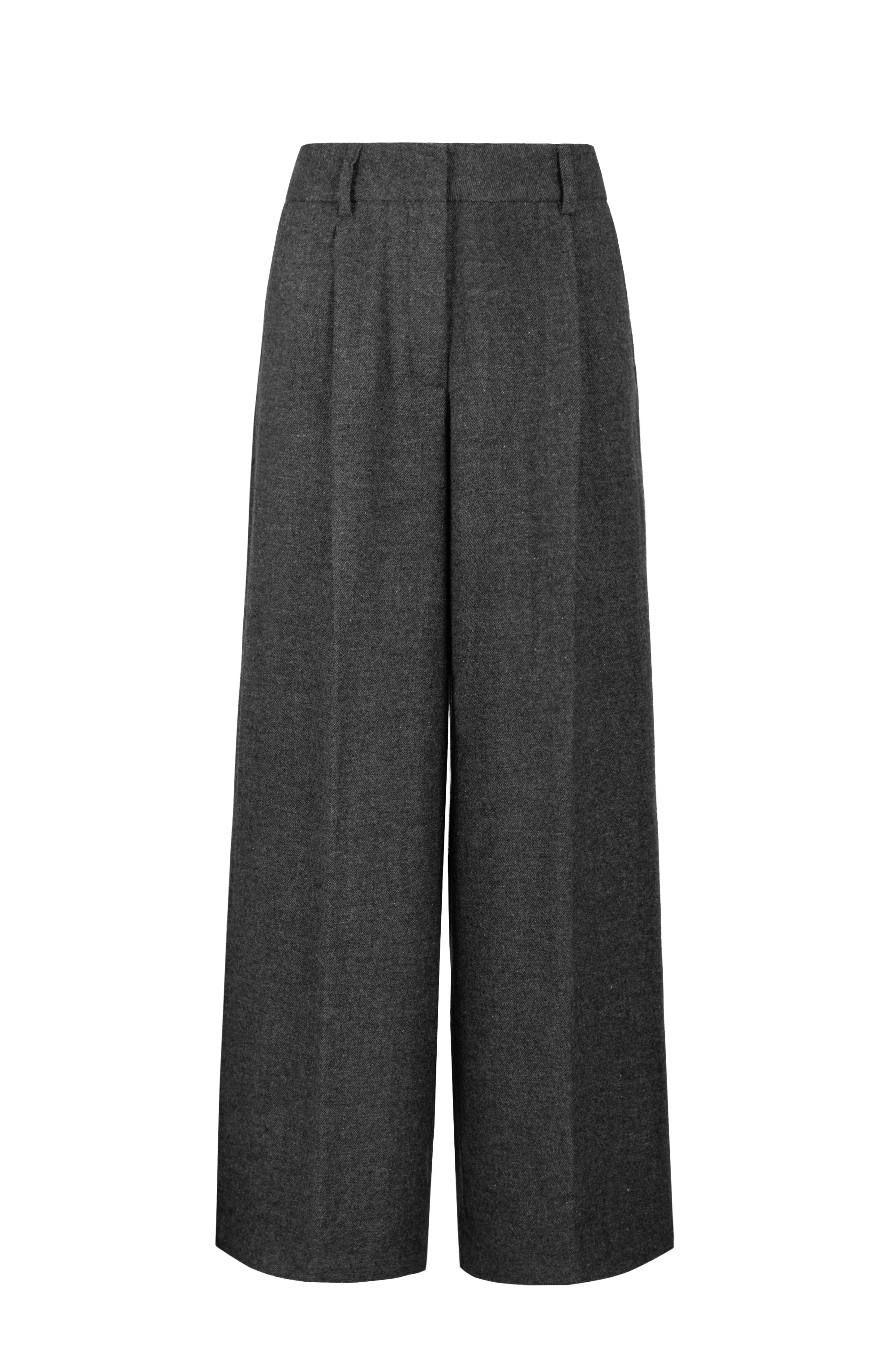 Pantaloni palazzo donna in misto lana tessuto twill