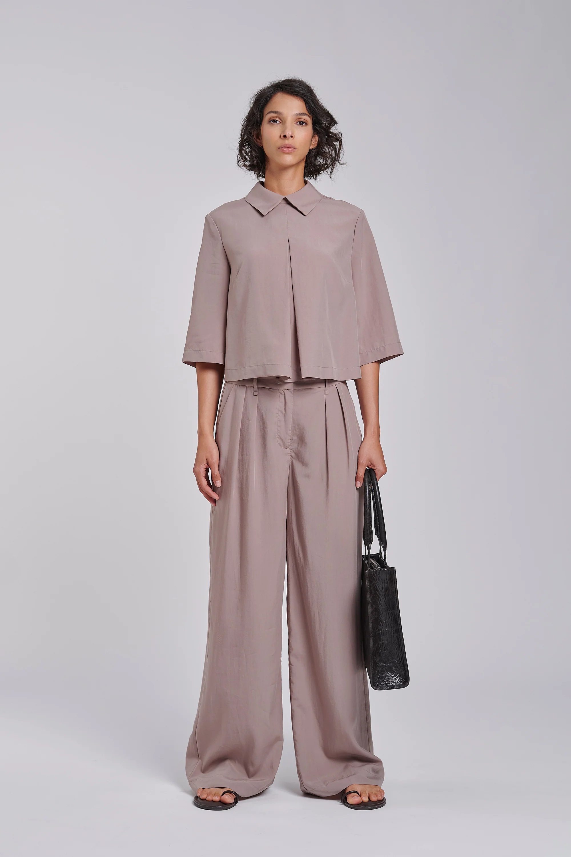 Pantaloni wide fit in lyocell fluido - Image 3