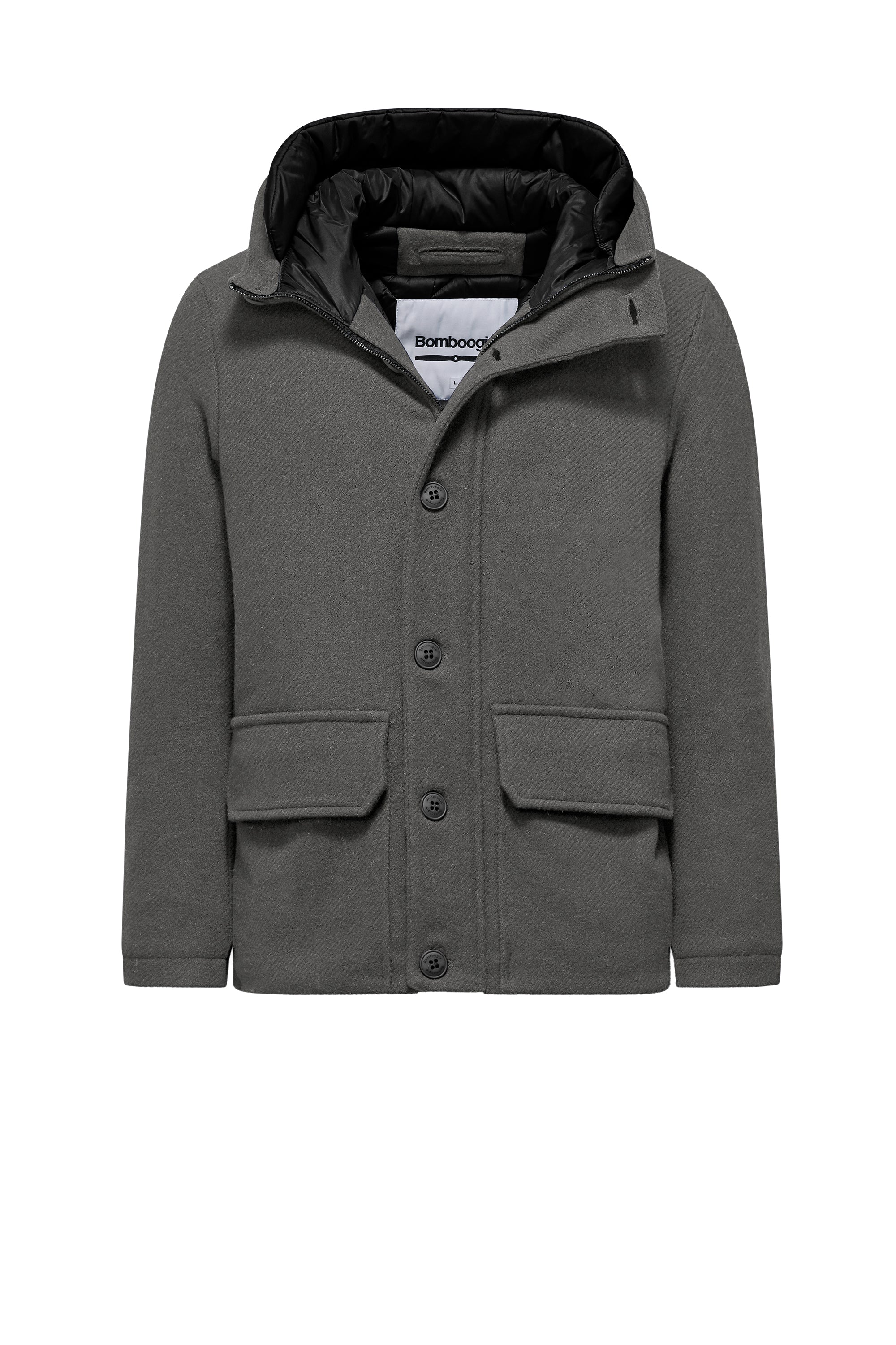 Parka corto da uomo in lana imbottito con cappuccio windproof - Image 12