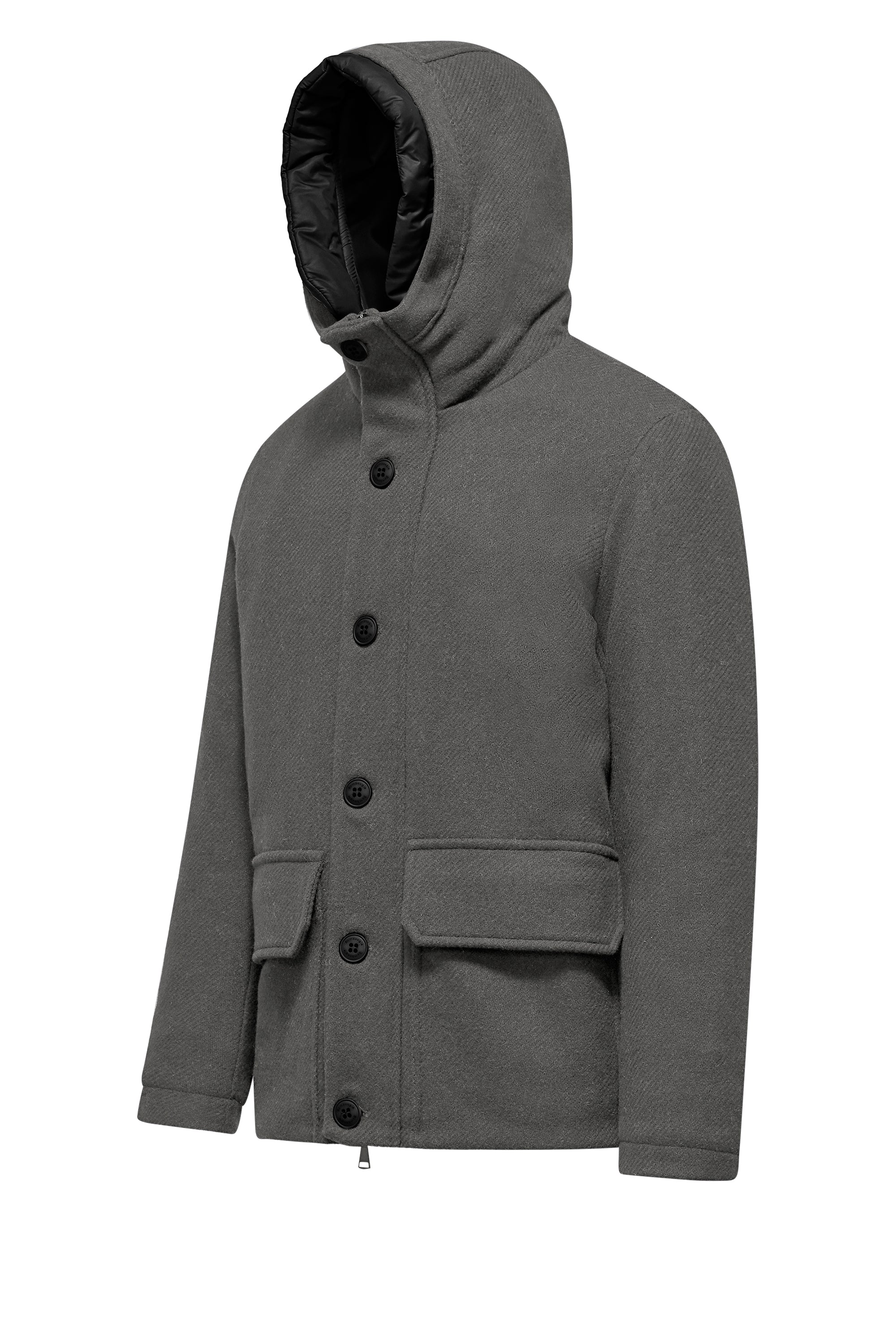 Parka corto da uomo in lana imbottito con cappuccio windproof - Image 13
