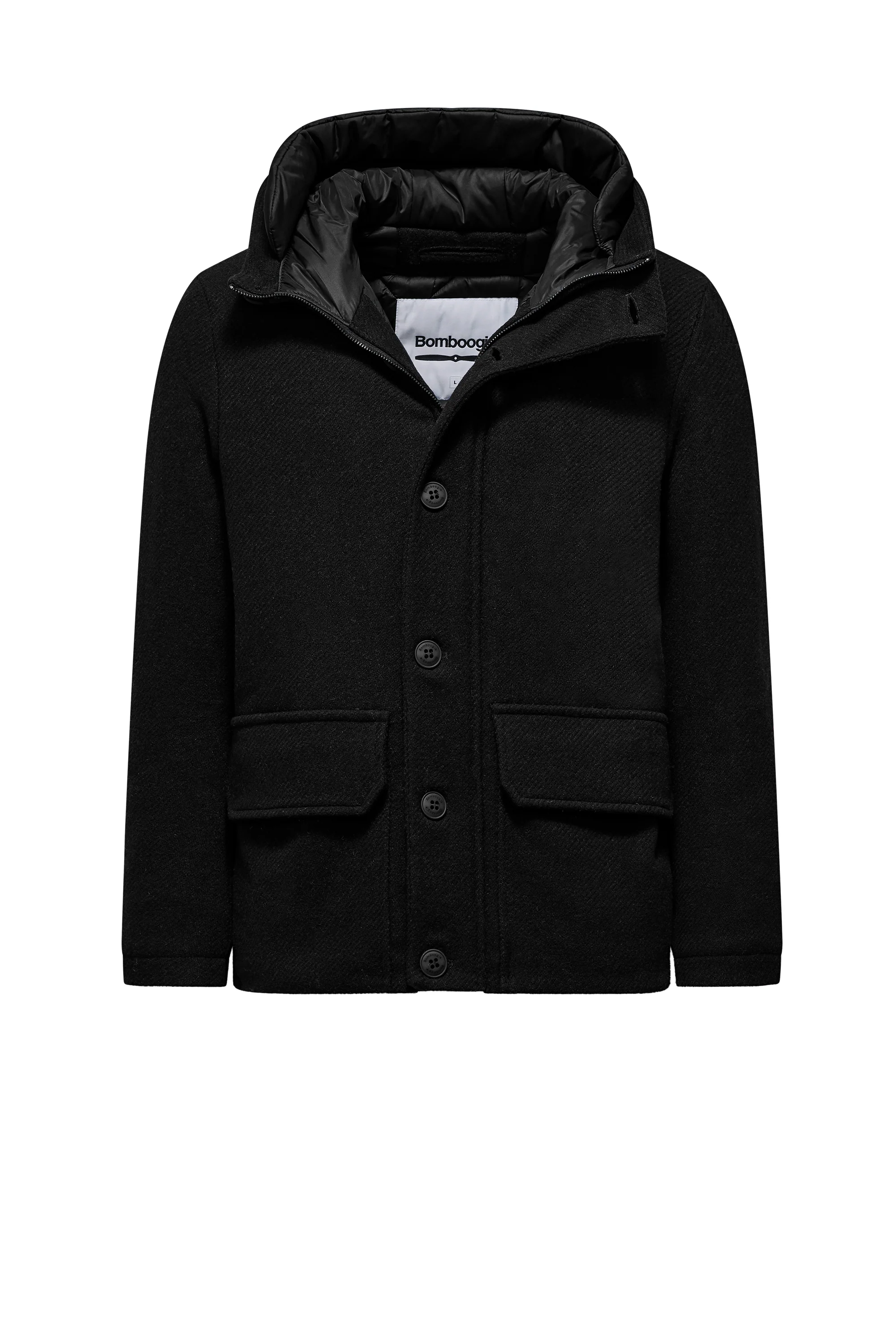 Parka corto da uomo in lana imbottito con cappuccio windproof - Image 17