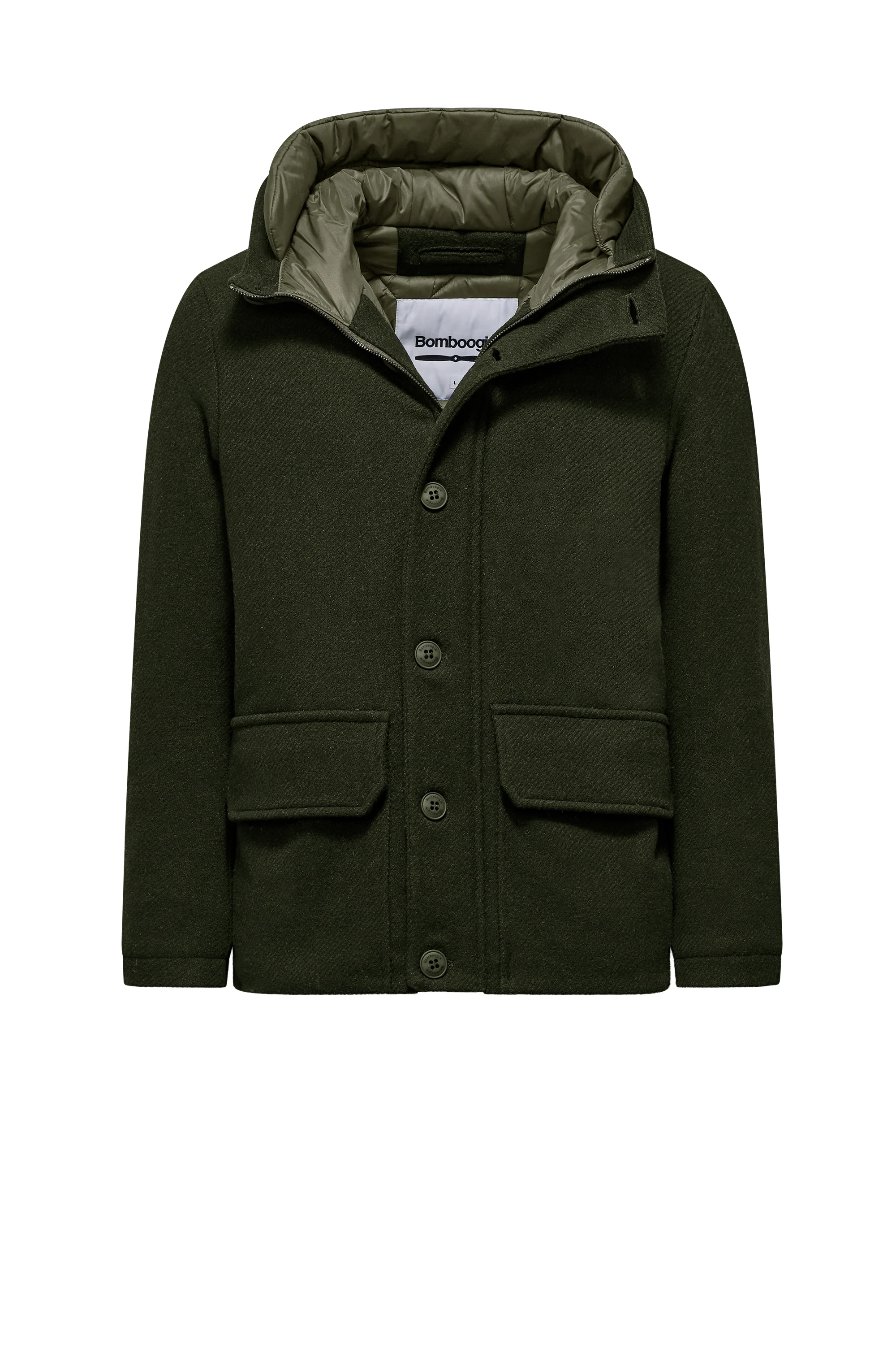 Parka corto da uomo in lana imbottito con cappuccio windproof - Image 26