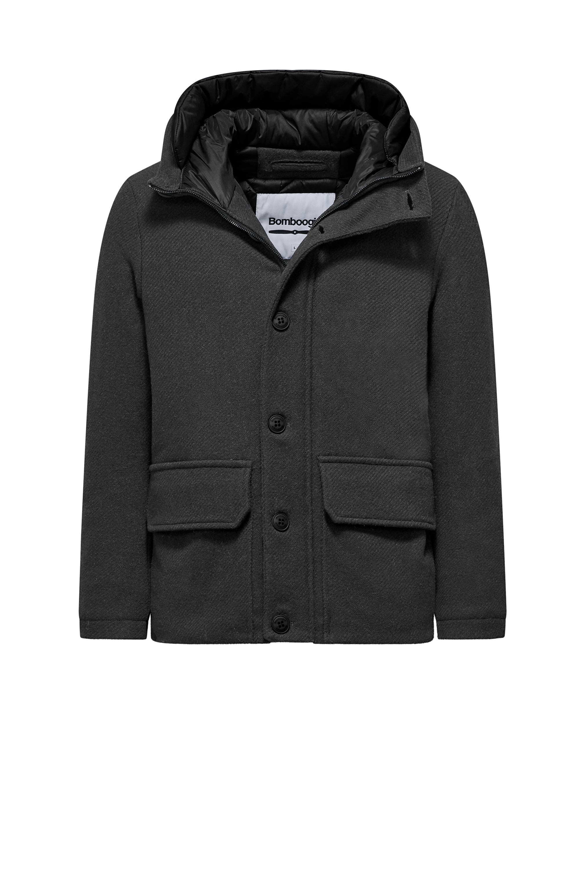 Parka corto da uomo in lana imbottito con cappuccio windproof - Image 31