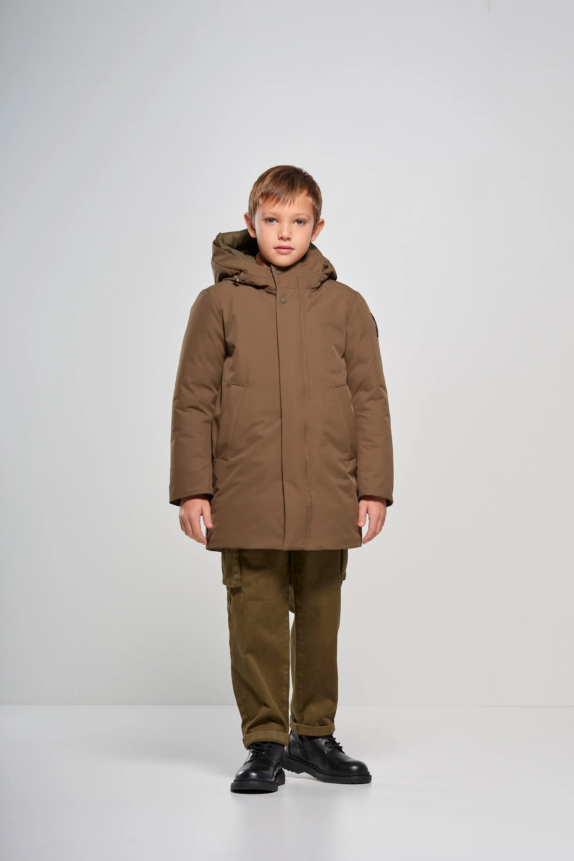 Parka lungo da bambino imbottito effetto piuma windproof waterproof - Image 16