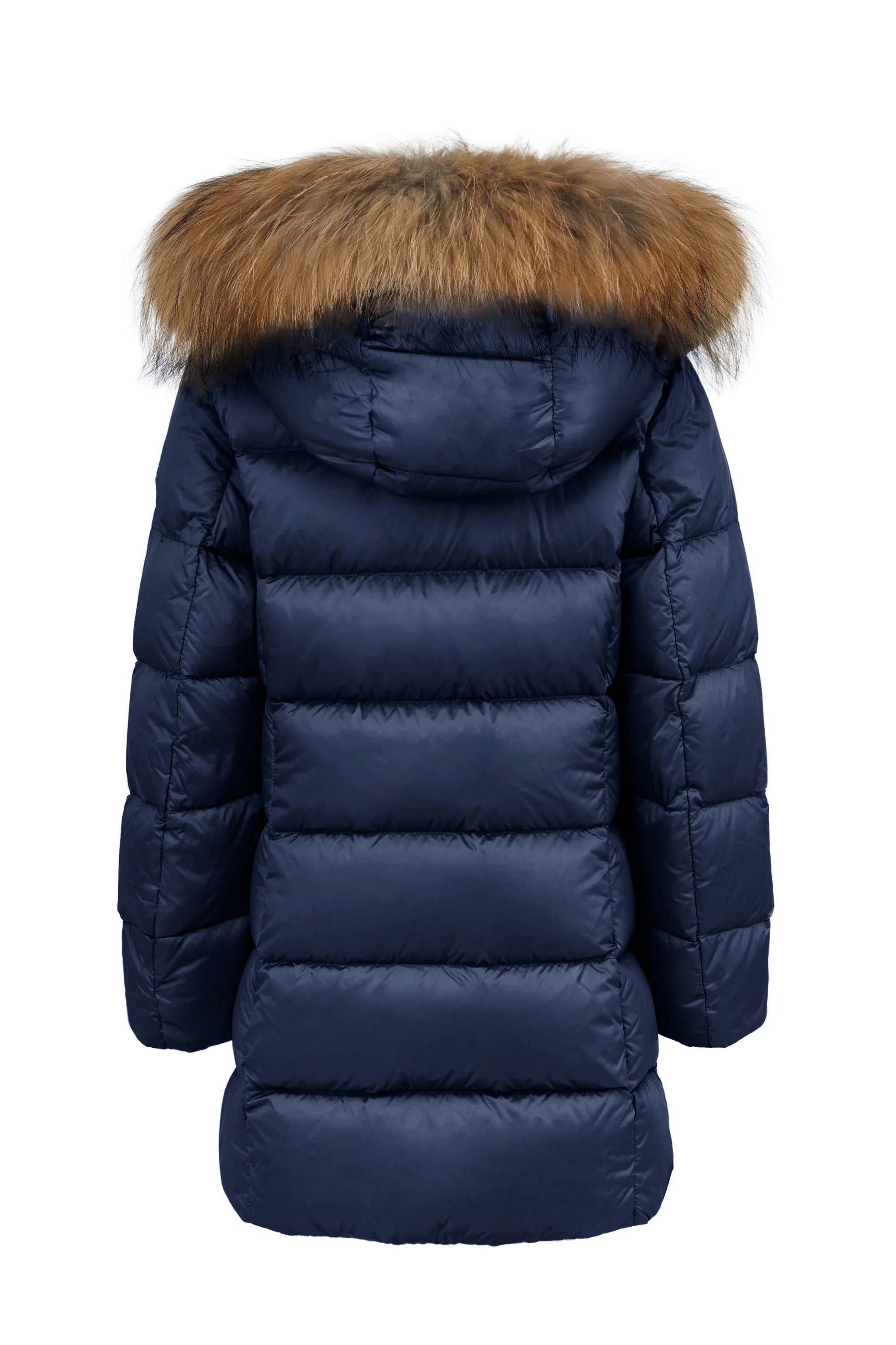 Piumino lungo da bambina slim con cappuccio staccabile e bordo pelliccia windproof - Image 14