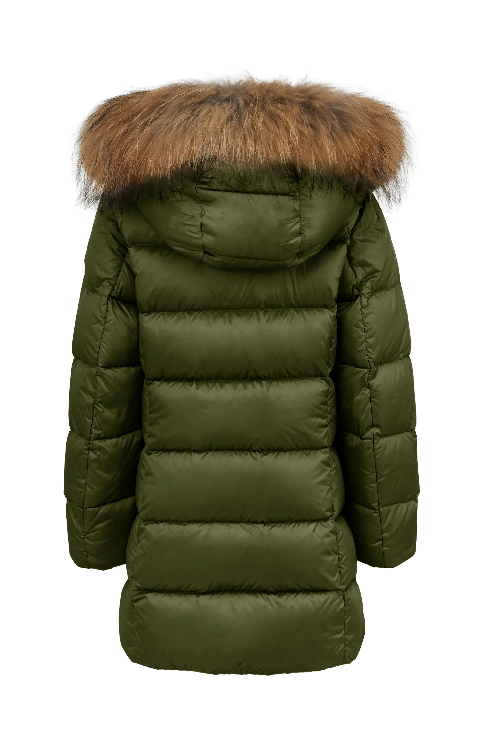 Piumino lungo da bambina slim con cappuccio staccabile e bordo pelliccia windproof - Image 17
