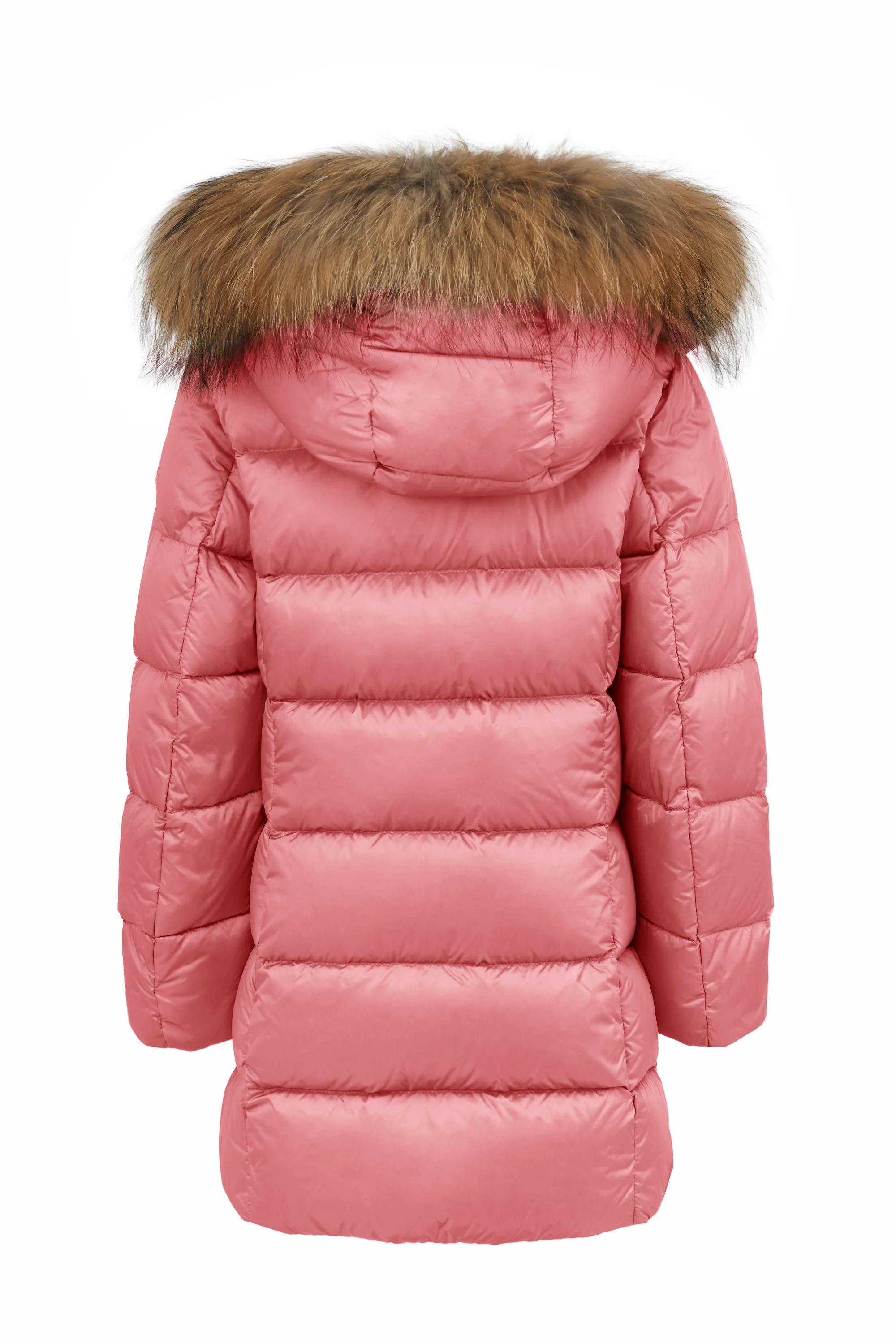Piumino lungo da bambina slim con cappuccio staccabile e bordo pelliccia windproof - Image 20