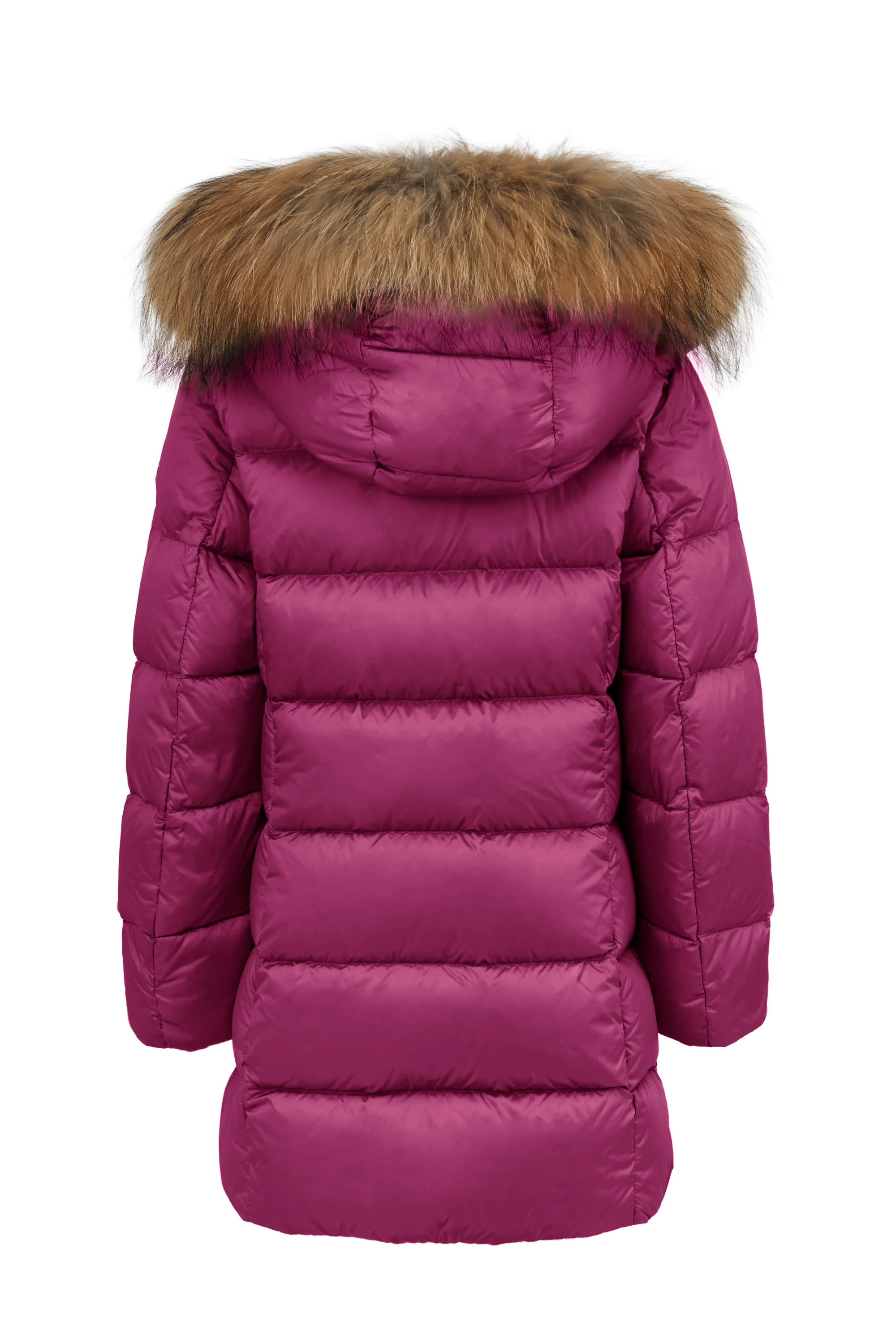 Piumino lungo da bambina slim con cappuccio staccabile e bordo pelliccia windproof - Image 23