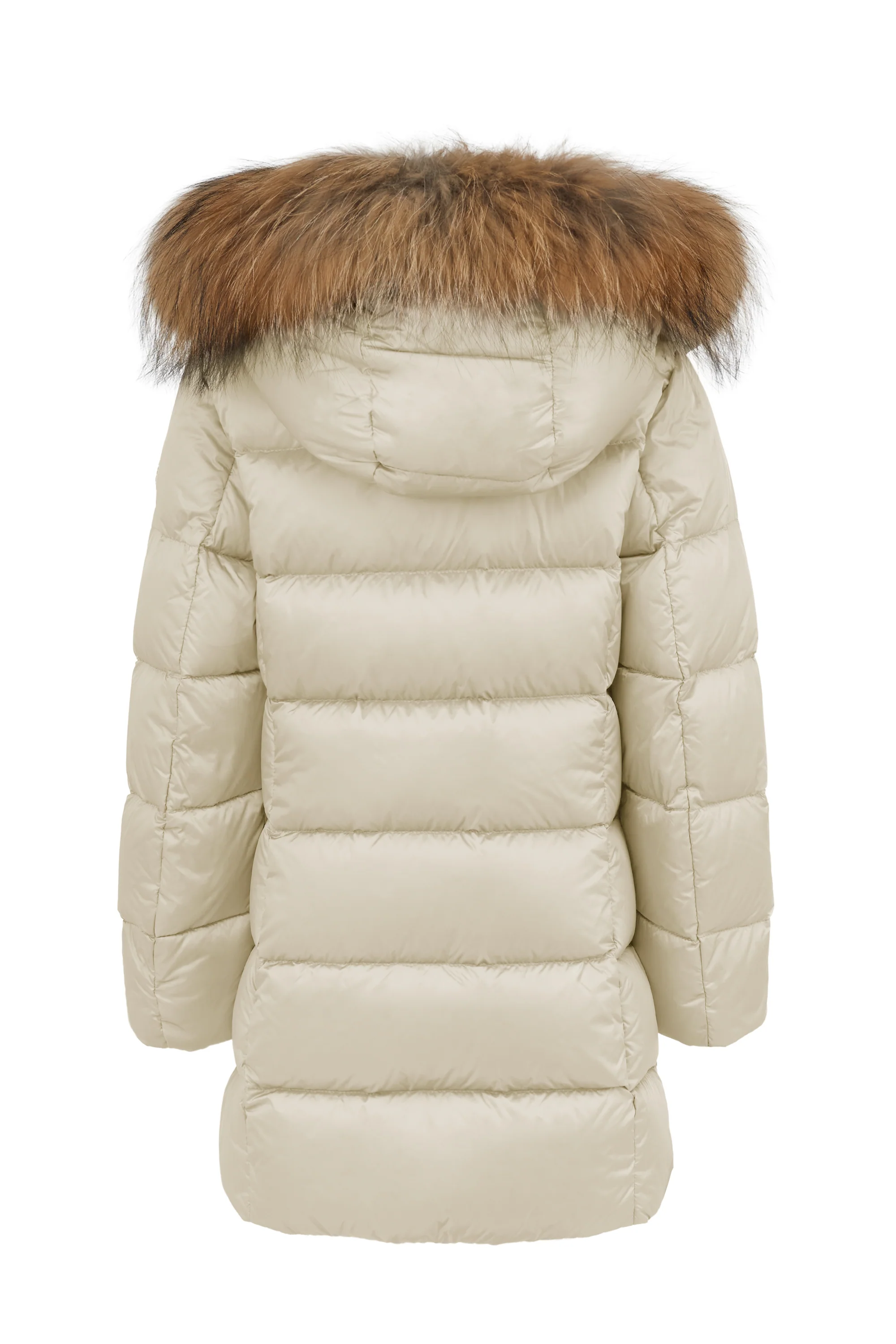 Piumino lungo da bambina slim con cappuccio staccabile e bordo pelliccia windproof - Image 5