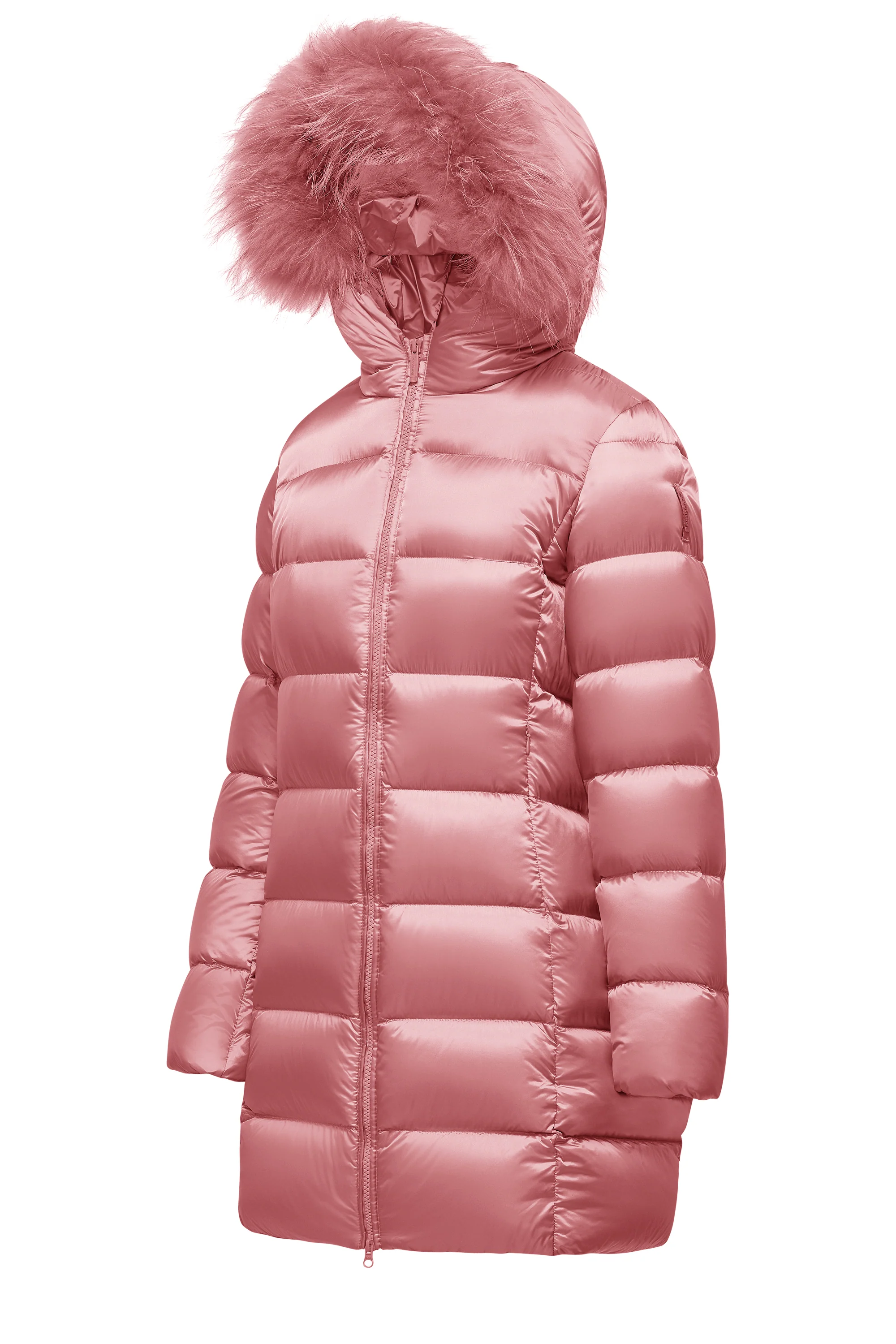 Piumino lungo da donna slim imbottito downproof windproof con cappuccio e pelliccia staccabile - Image 44